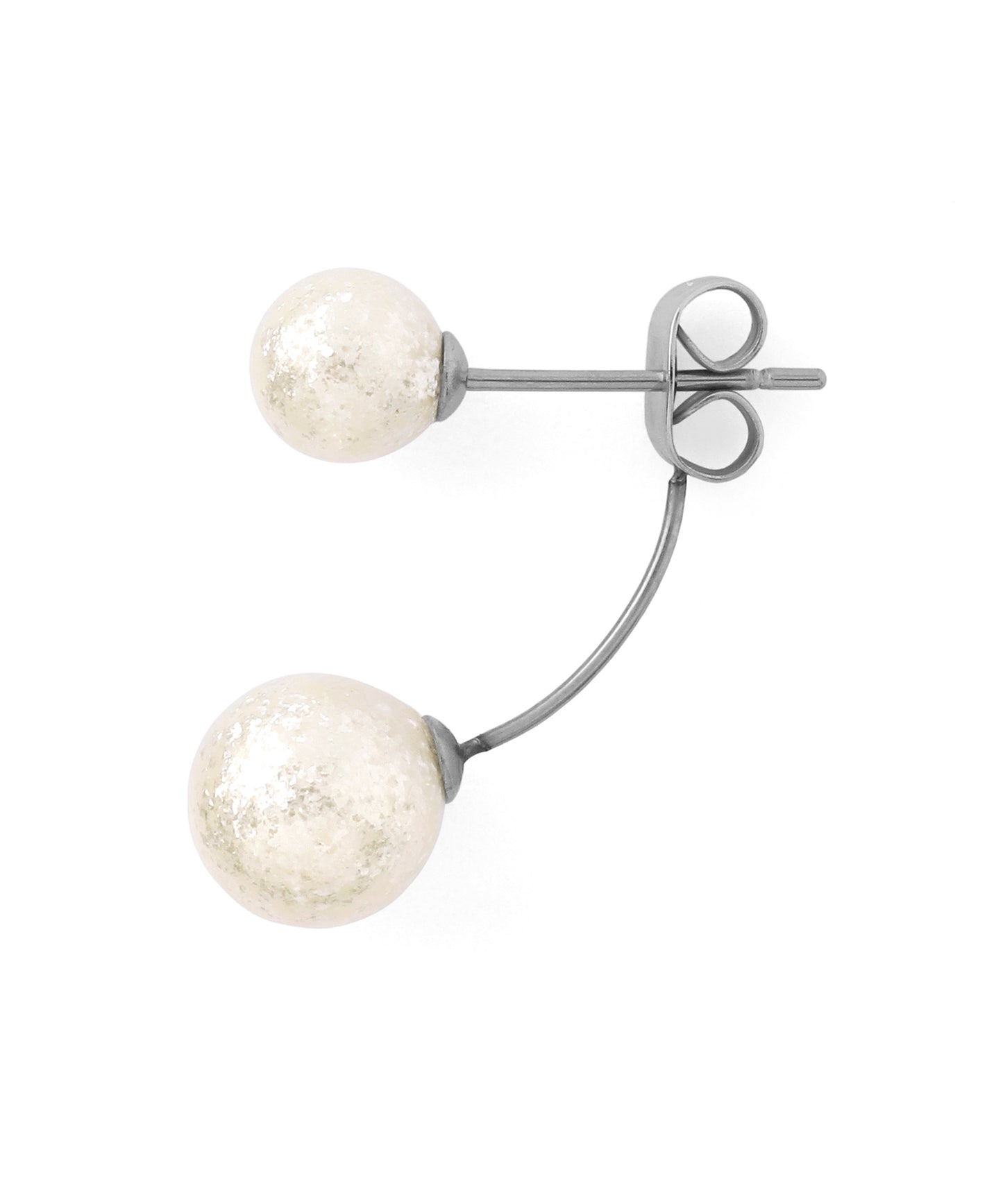 Shiny Pearl Back Catch Earrings [Stainless Steel]