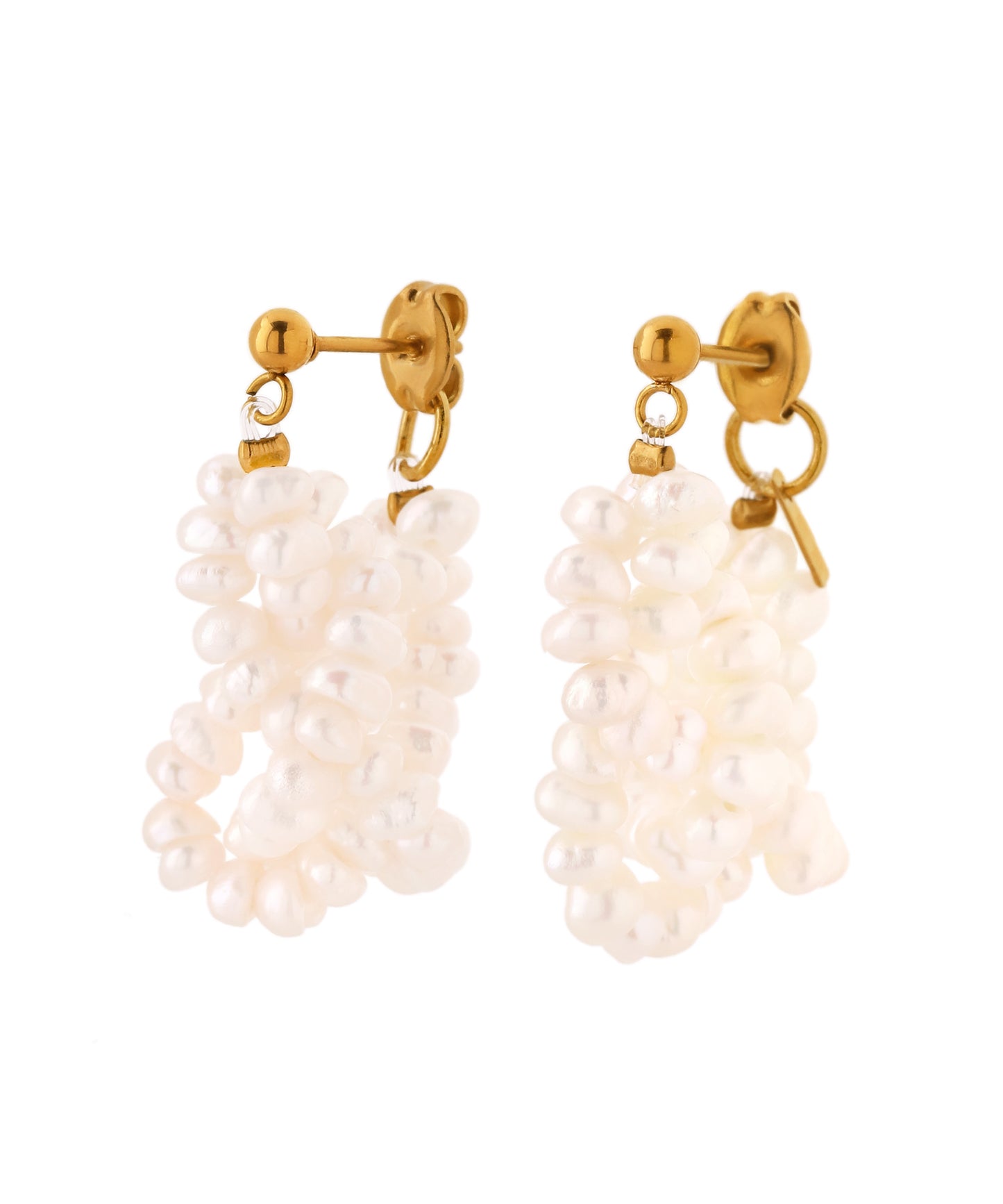 Freshwater Pearl Hoop Earrings [Stainless Steel]