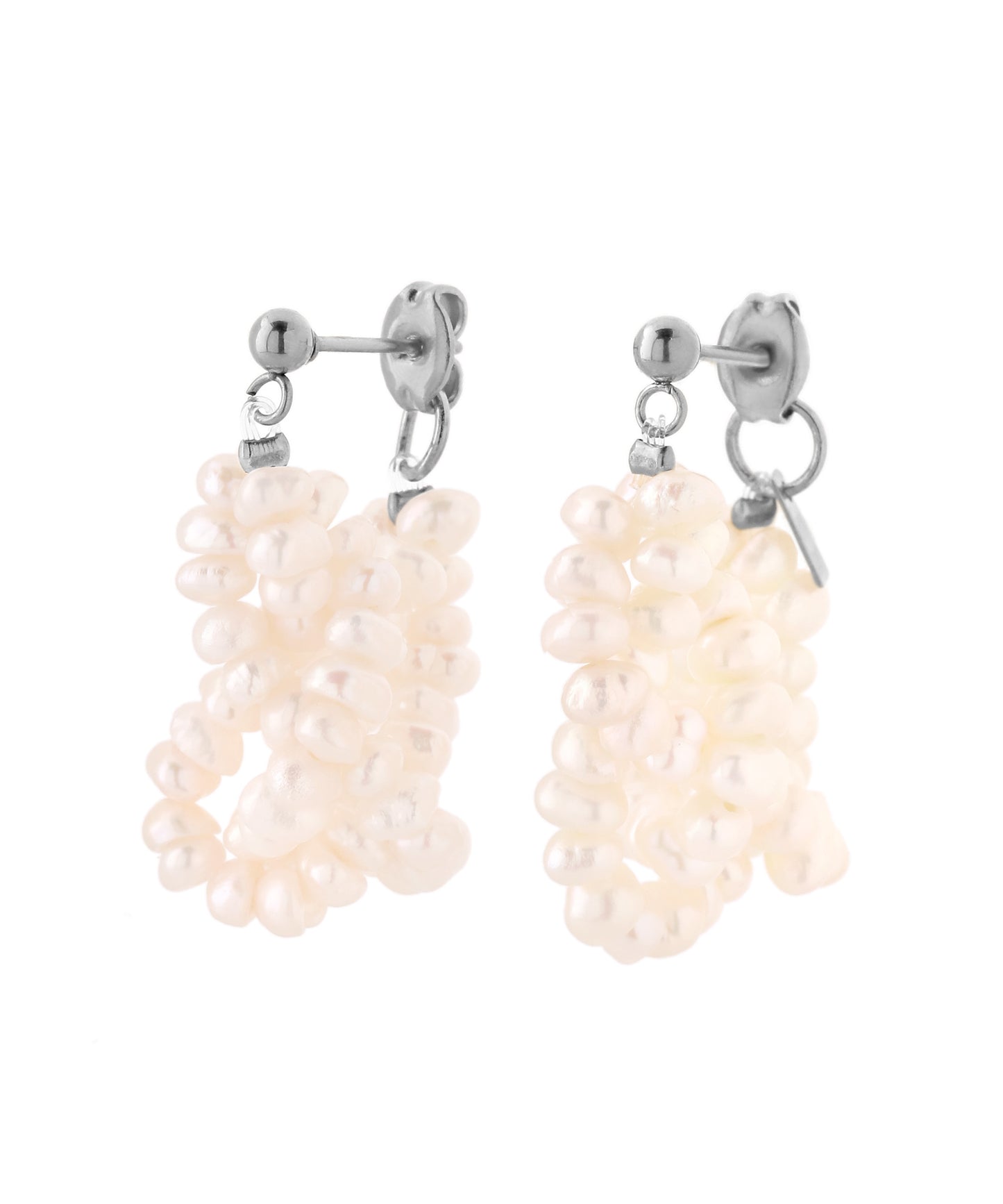 Freshwater Pearl Hoop Earrings [Stainless Steel]