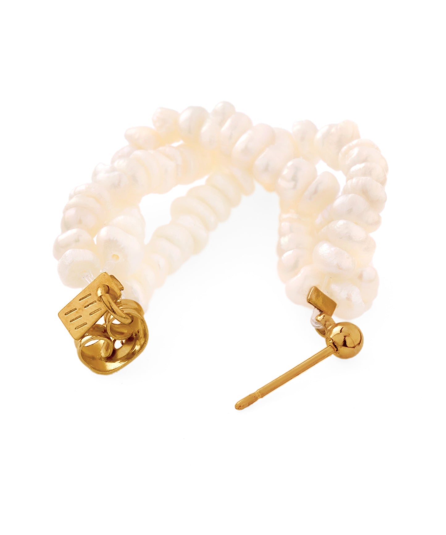 Freshwater Pearl Hoop Earrings [Stainless Steel]