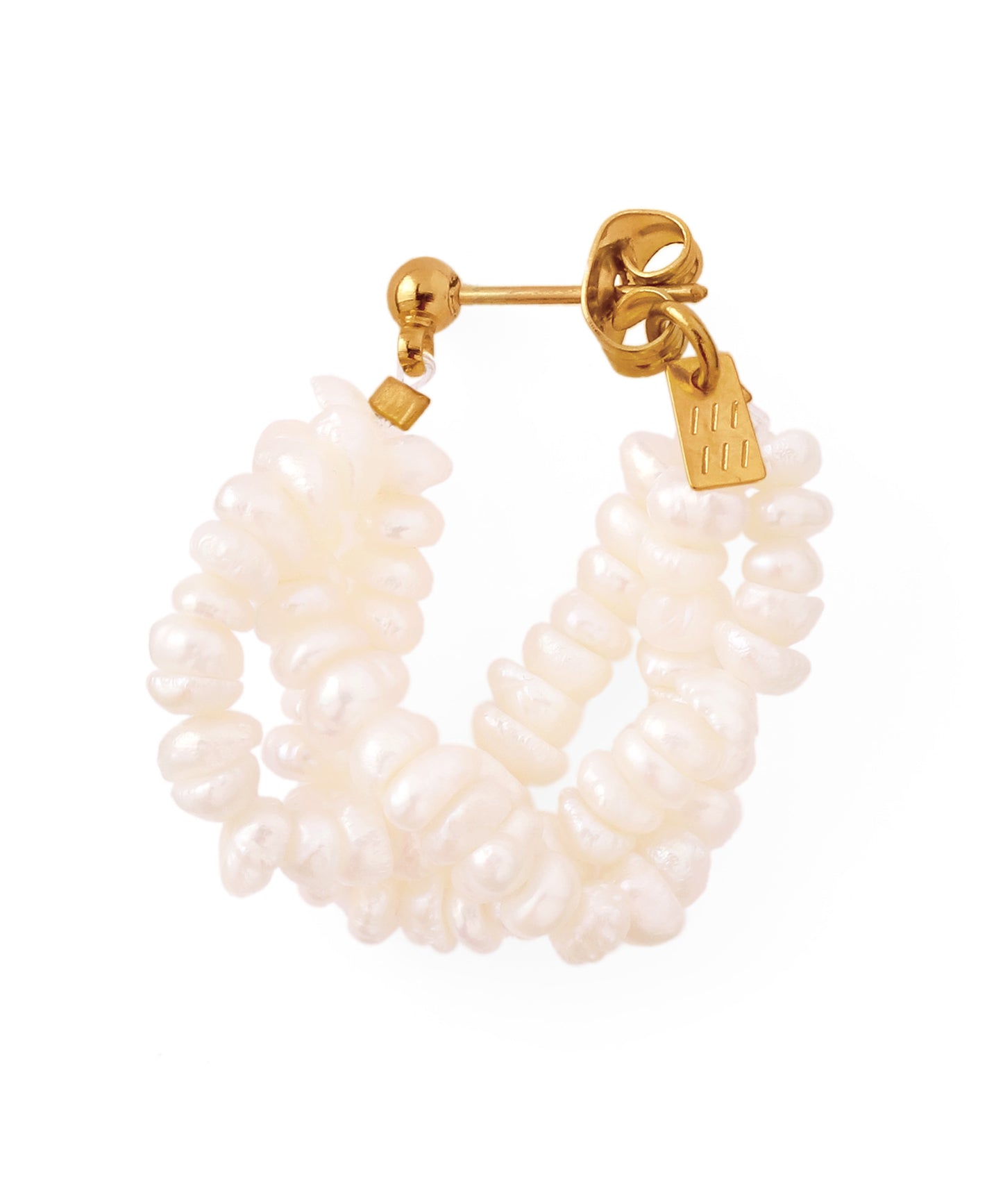 Freshwater Pearl Hoop Earrings [Stainless Steel]