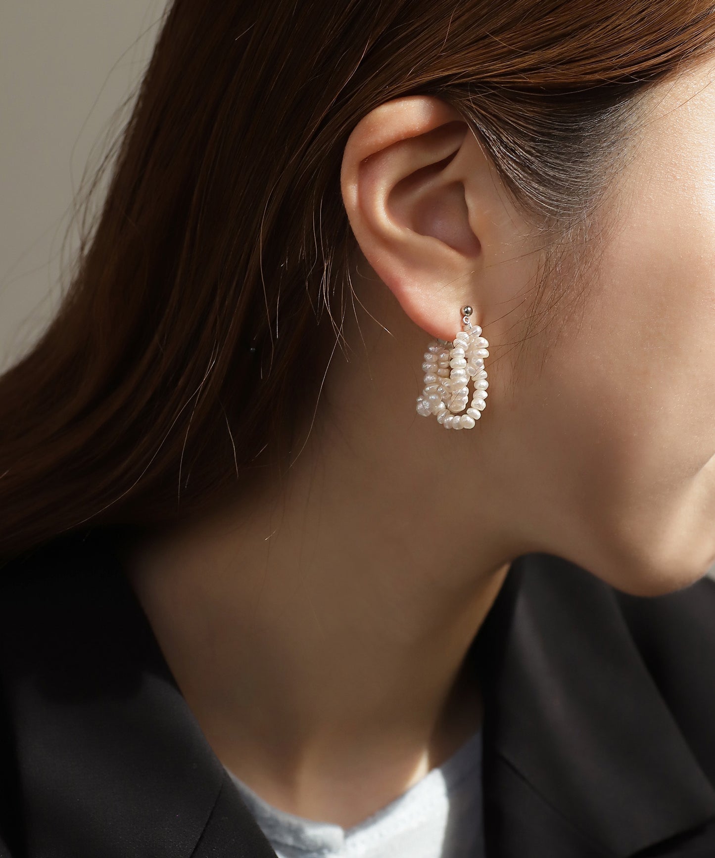 Freshwater Pearl Hoop Earrings [Stainless Steel]