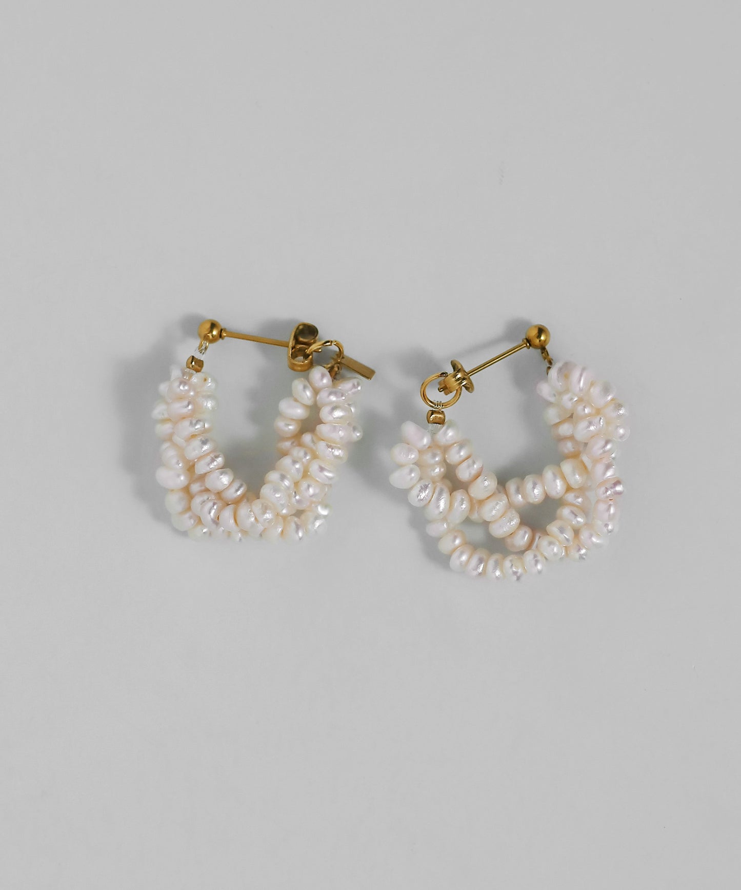 Freshwater Pearl Hoop Earrings [Stainless Steel]
