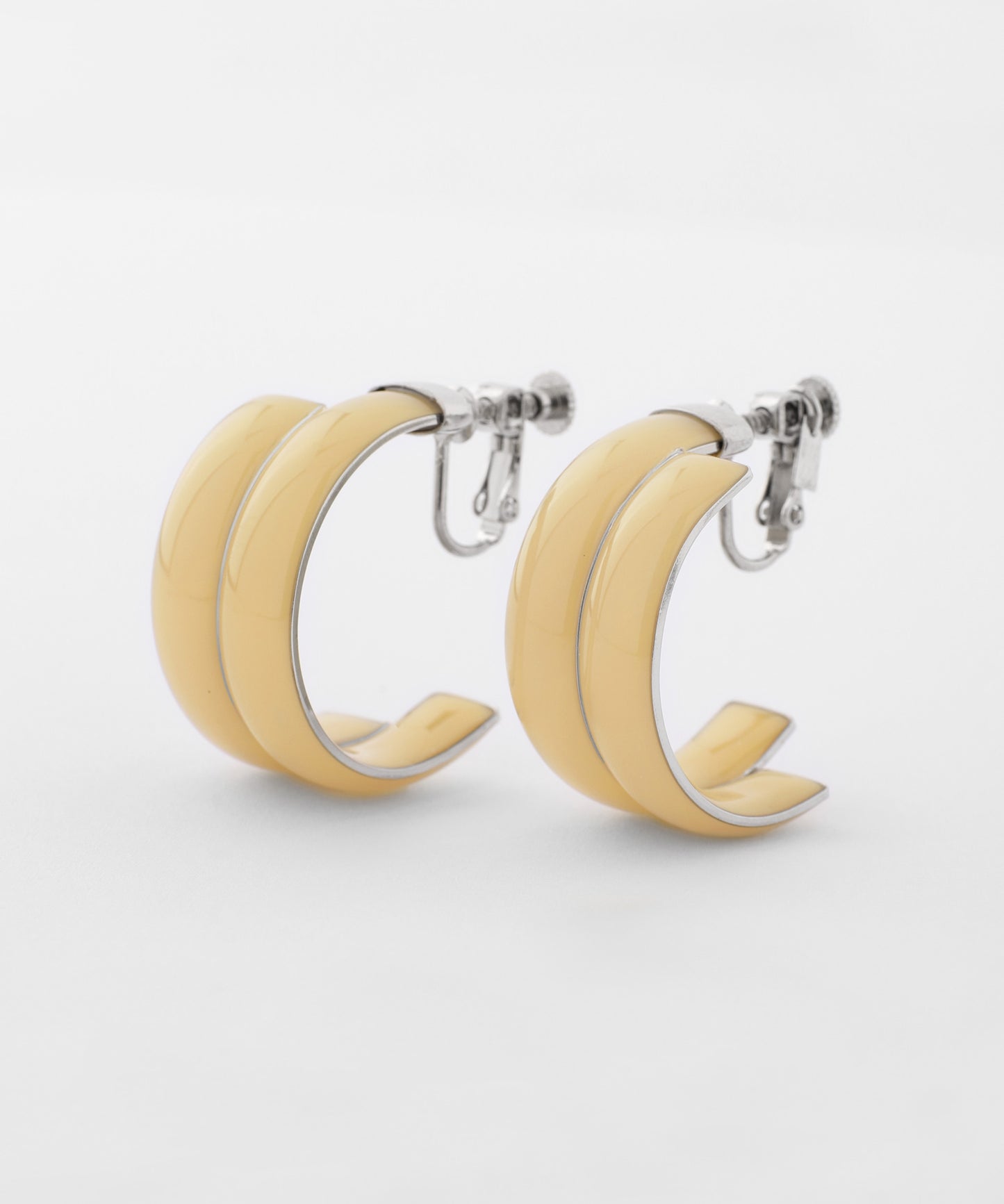 Colored Double Line Hoop Clip On Earrings