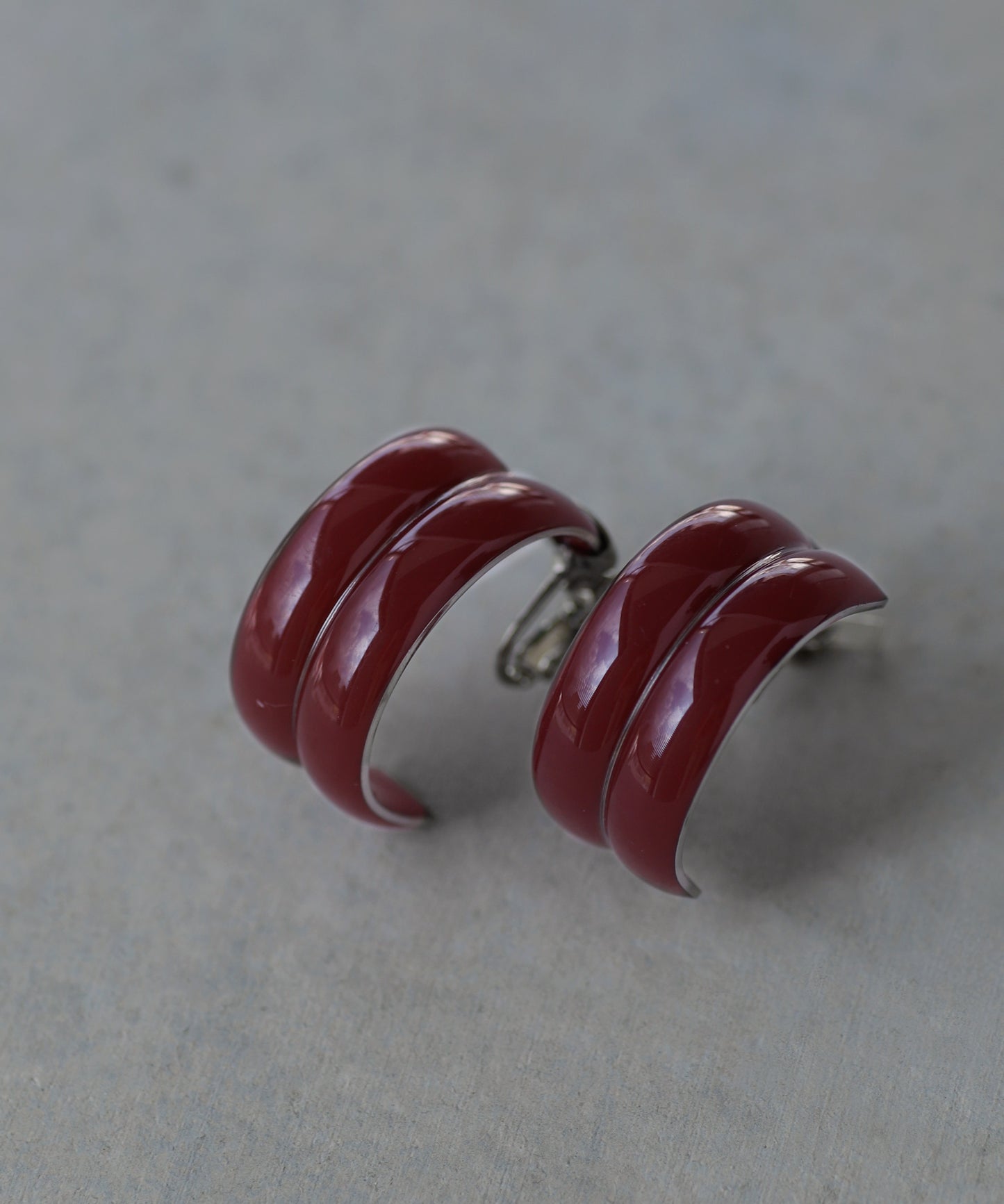 Colored Double Line Hoop Clip On Earrings