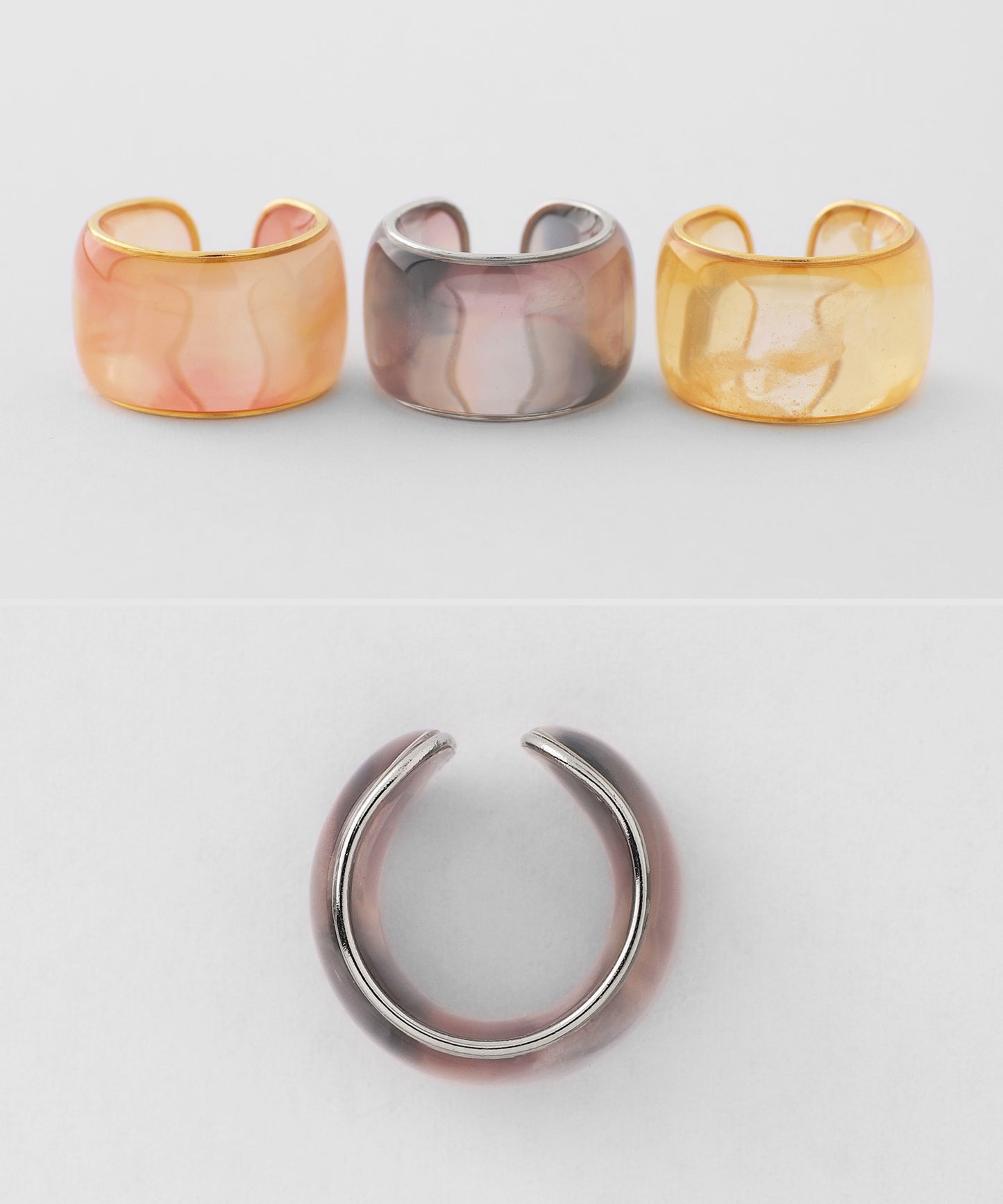 Clear Color Wide Ear Cuff [Apricot]