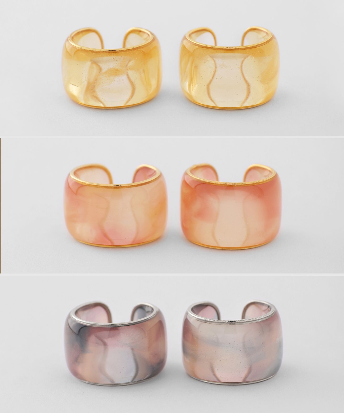 Clear Color Wide Ear Cuff [Apricot]