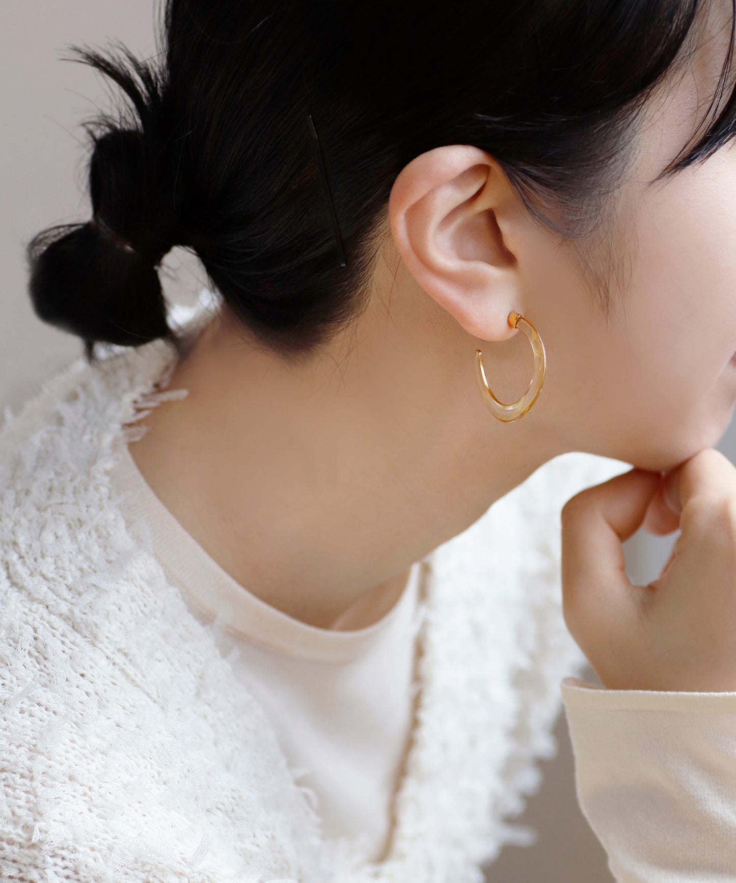 Clear Color Hoop Earrings [S] [Apricot]