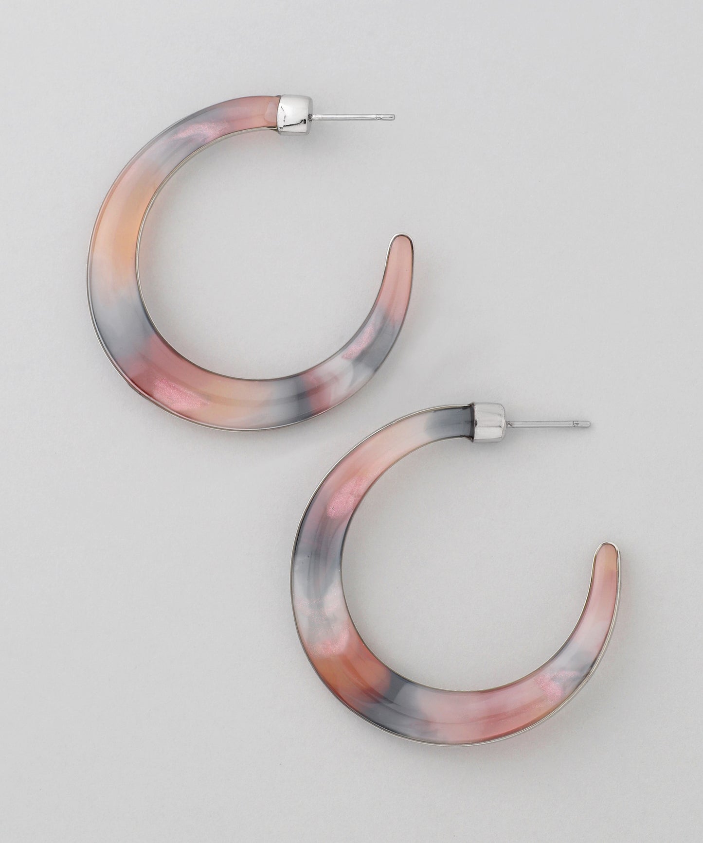 Clear Color Hoop Earrings [M] [Apricot]
