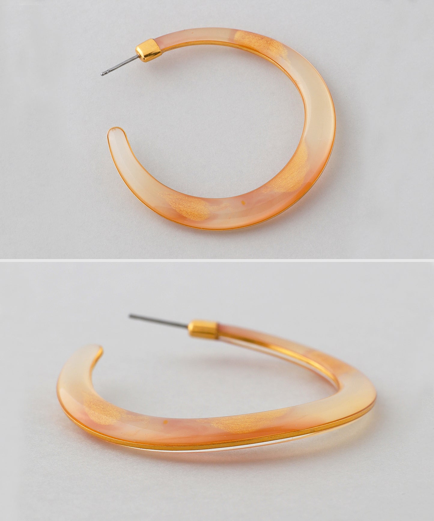 Clear Color Hoop Earrings [L] [Apricot]