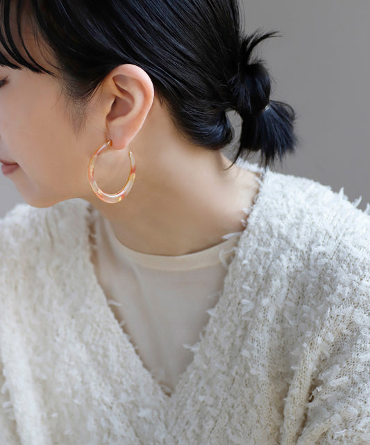 【Novelty Fair】Clear Color Hoop Earrings [L] [Apricot]