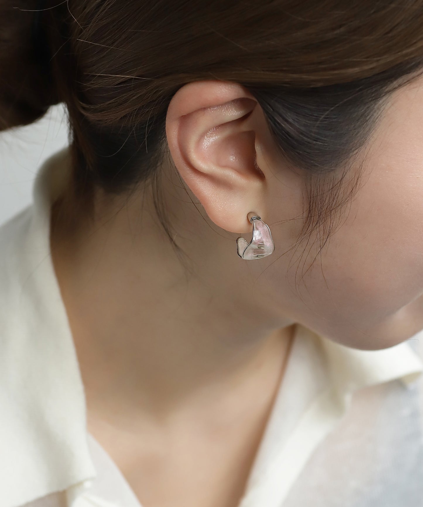 Clear Color Wide Hoop Earrings