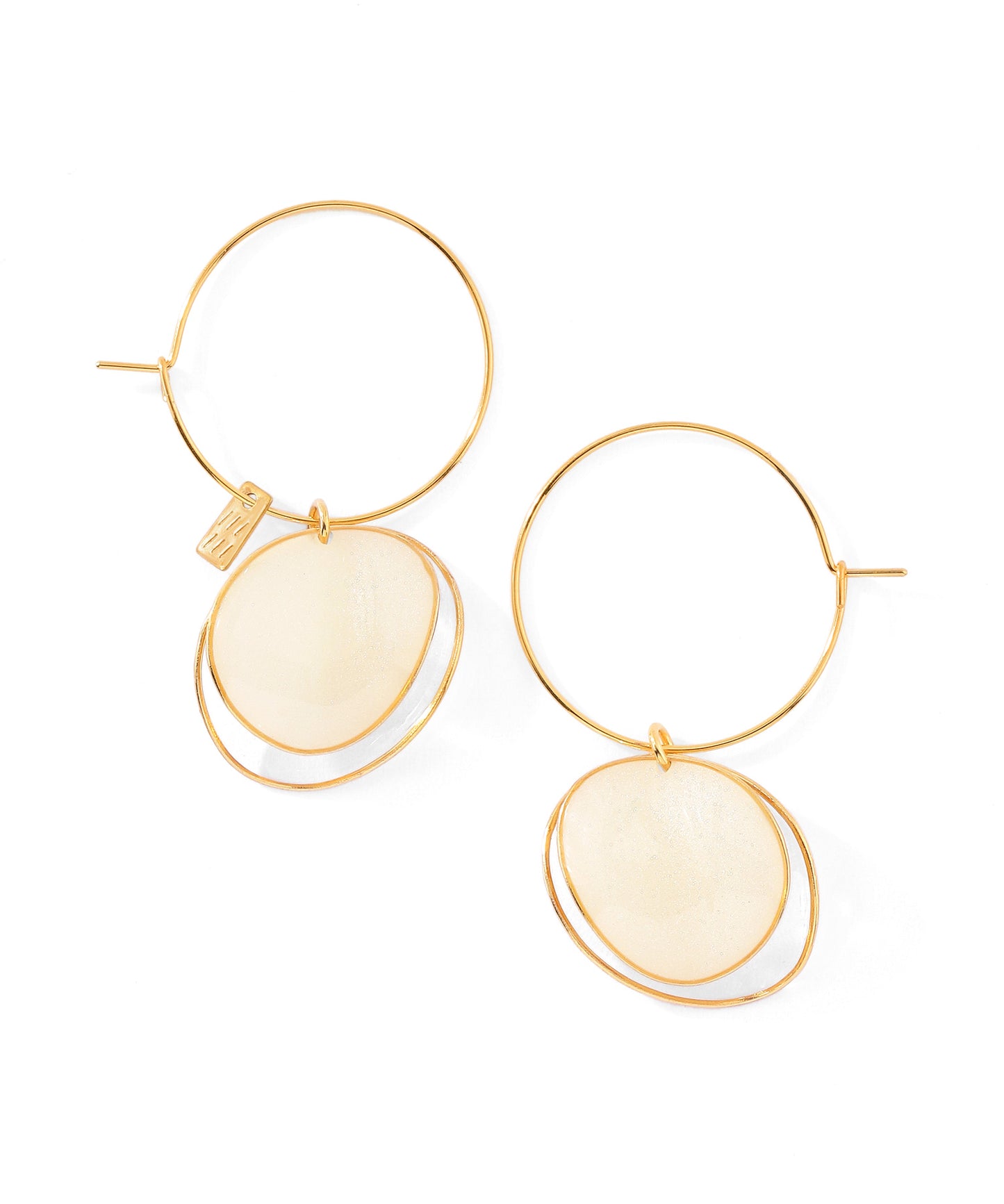 Glitter & Clear Plate 2-Way Hoop Earrings