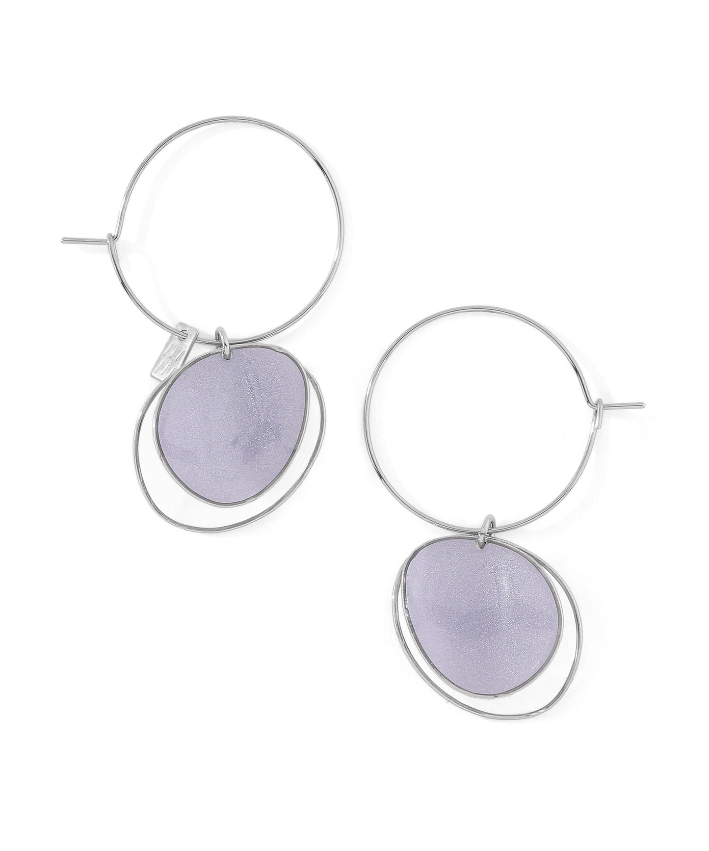 Glitter & Clear Plate 2-Way Hoop Earrings