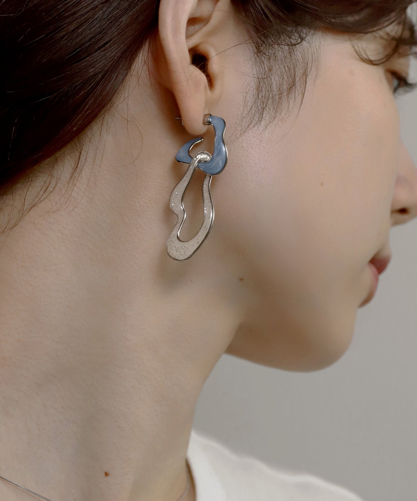 Bicolor Nuance Asymmetric Hoop Earrings