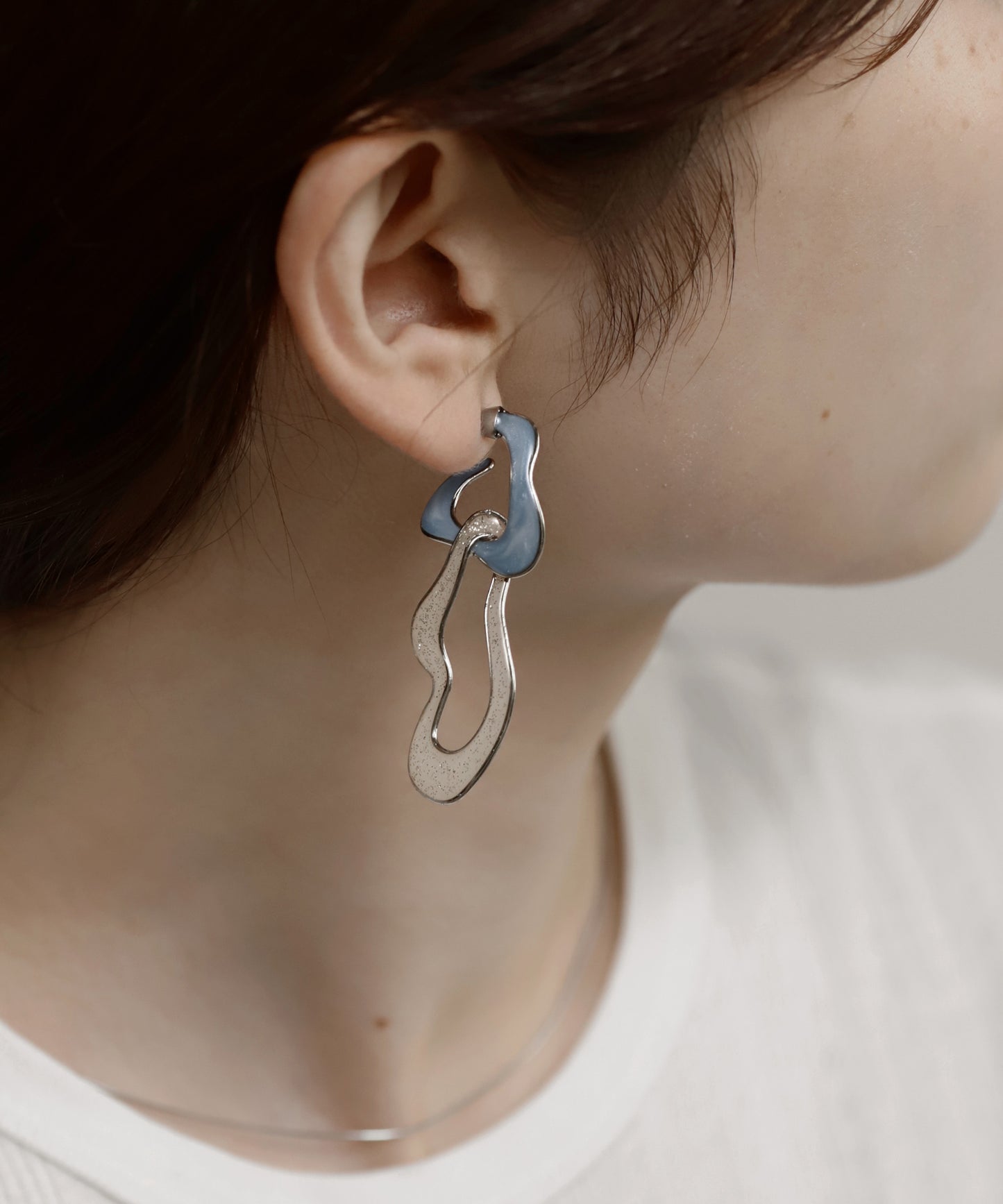 Bicolor Nuance Asymmetric Hoop Earrings