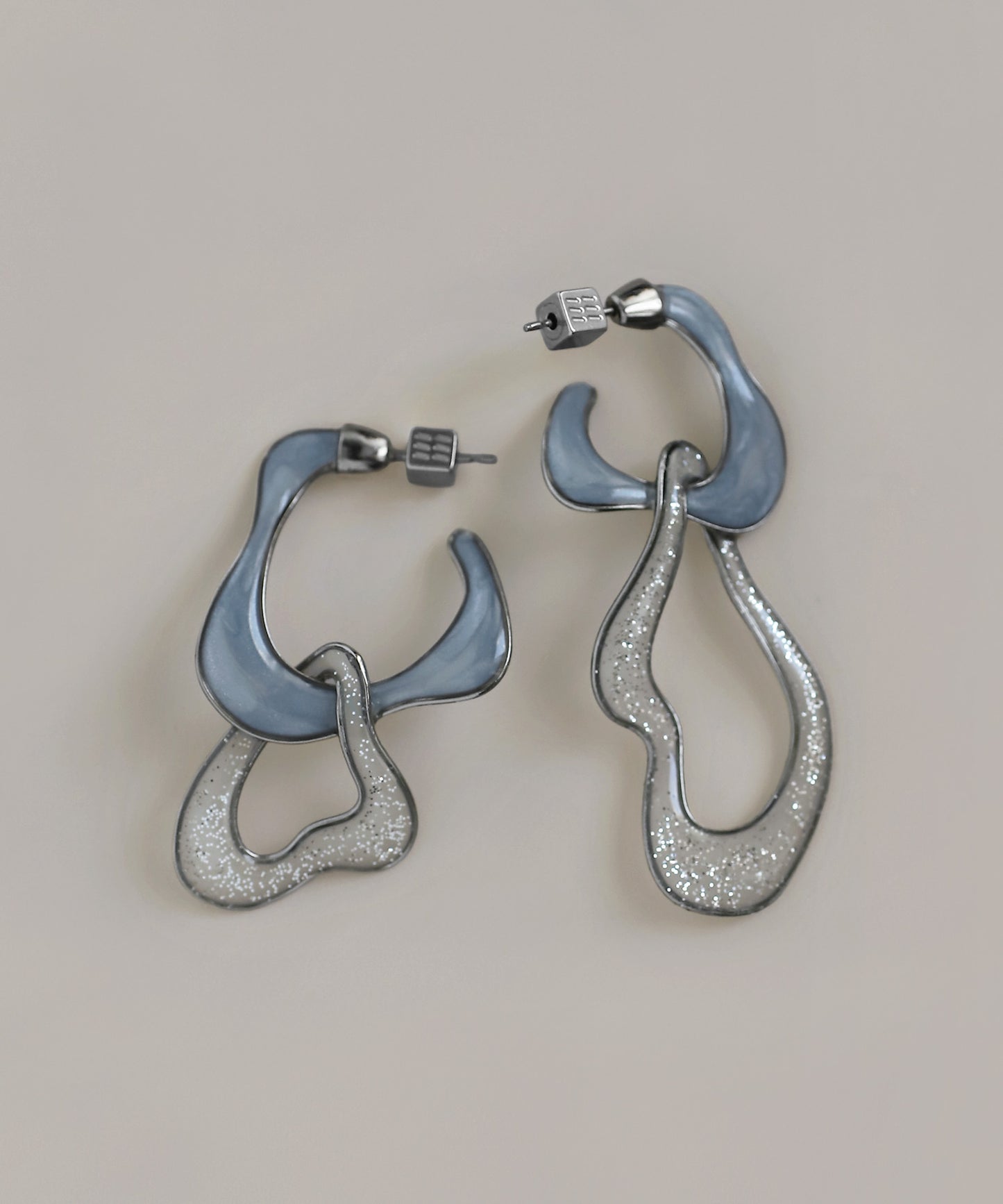 Bicolor Nuance Asymmetric Hoop Earrings