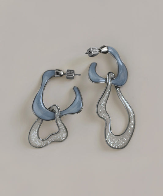 Bicolor Nuance Asymmetric Hoop Earrings