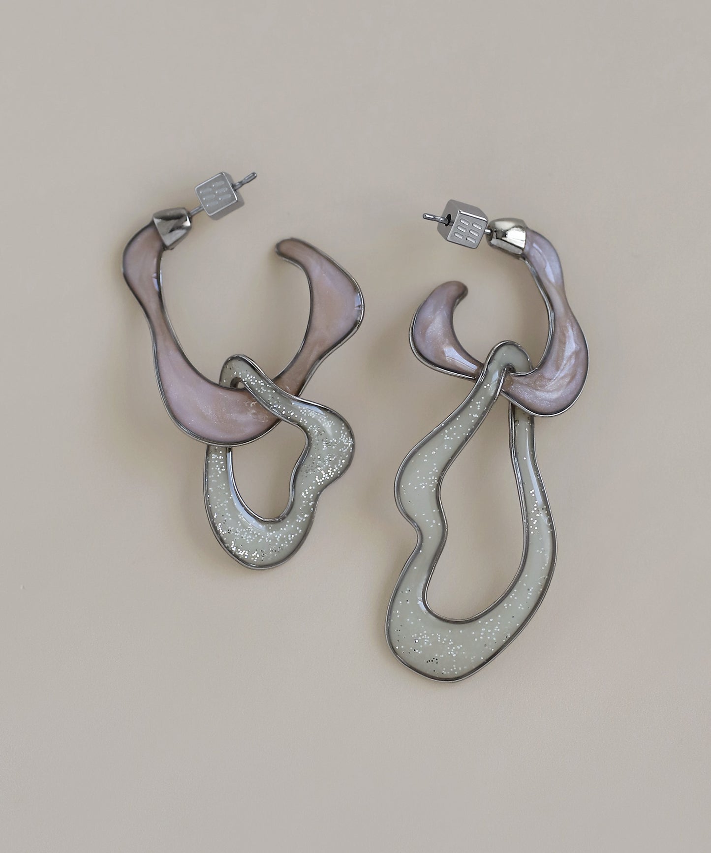 Bicolor Nuance Asymmetric Hoop Earrings
