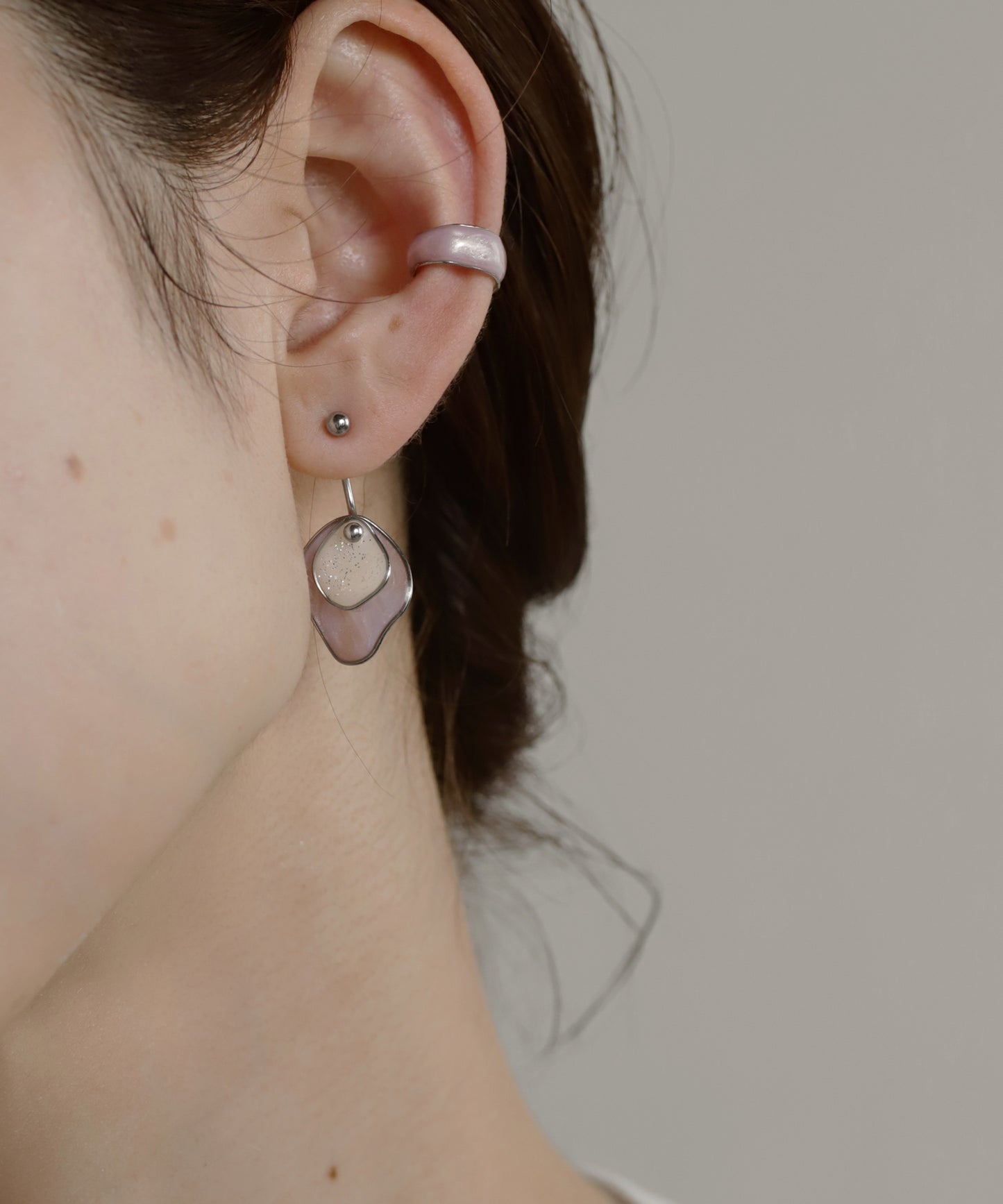 Bicolor Plate 2-Way Earrings