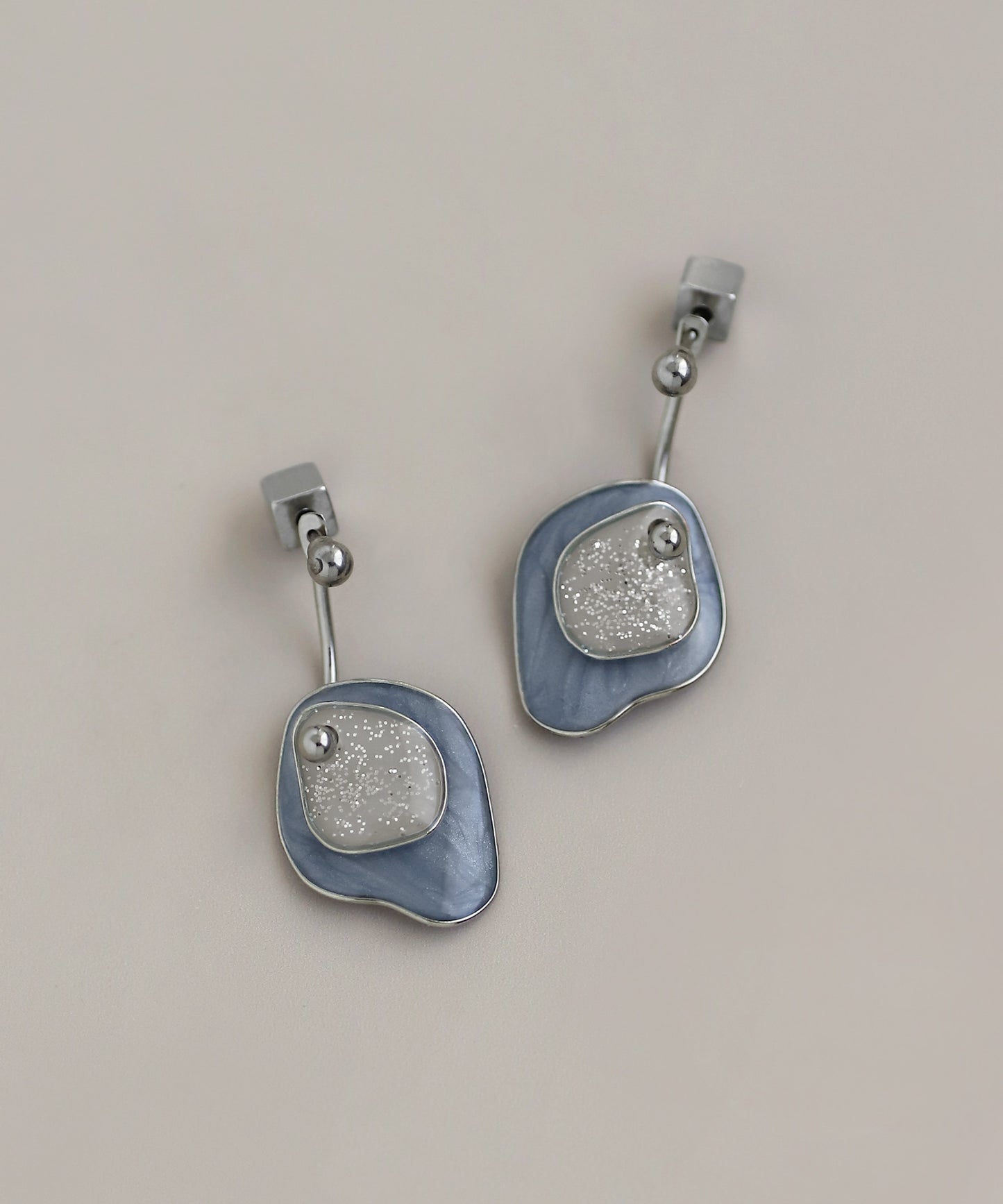 Bicolor Plate 2-Way Earrings
