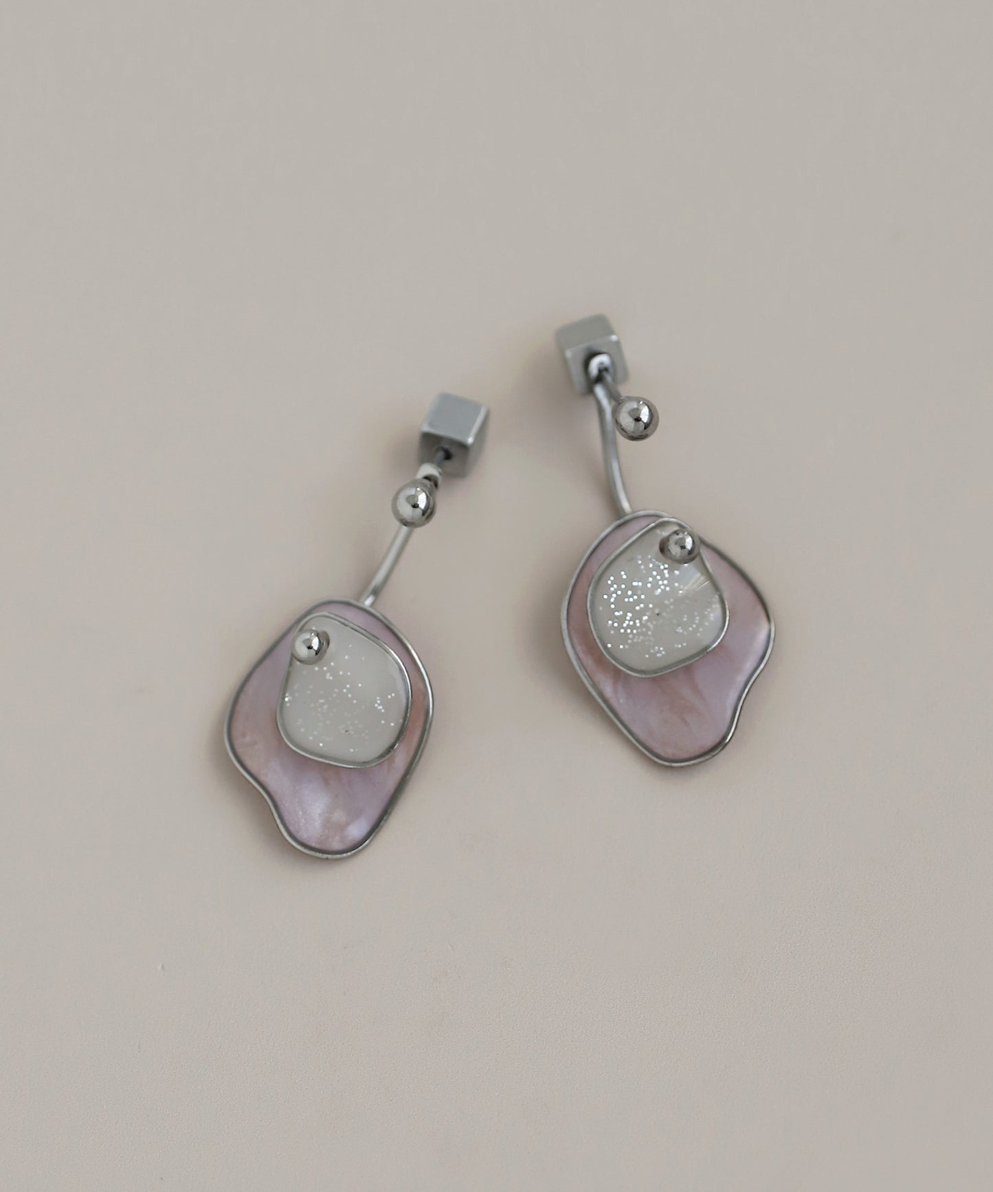 Bicolor Plate 2-Way Earrings