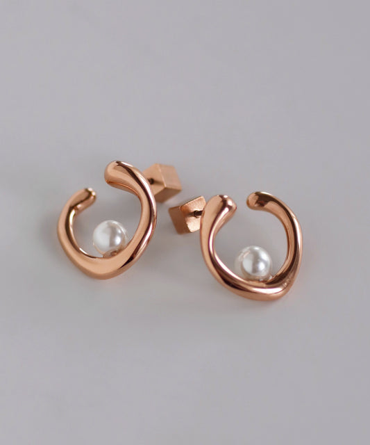Pearl Nuance Line Earrings [Stainless Steel]