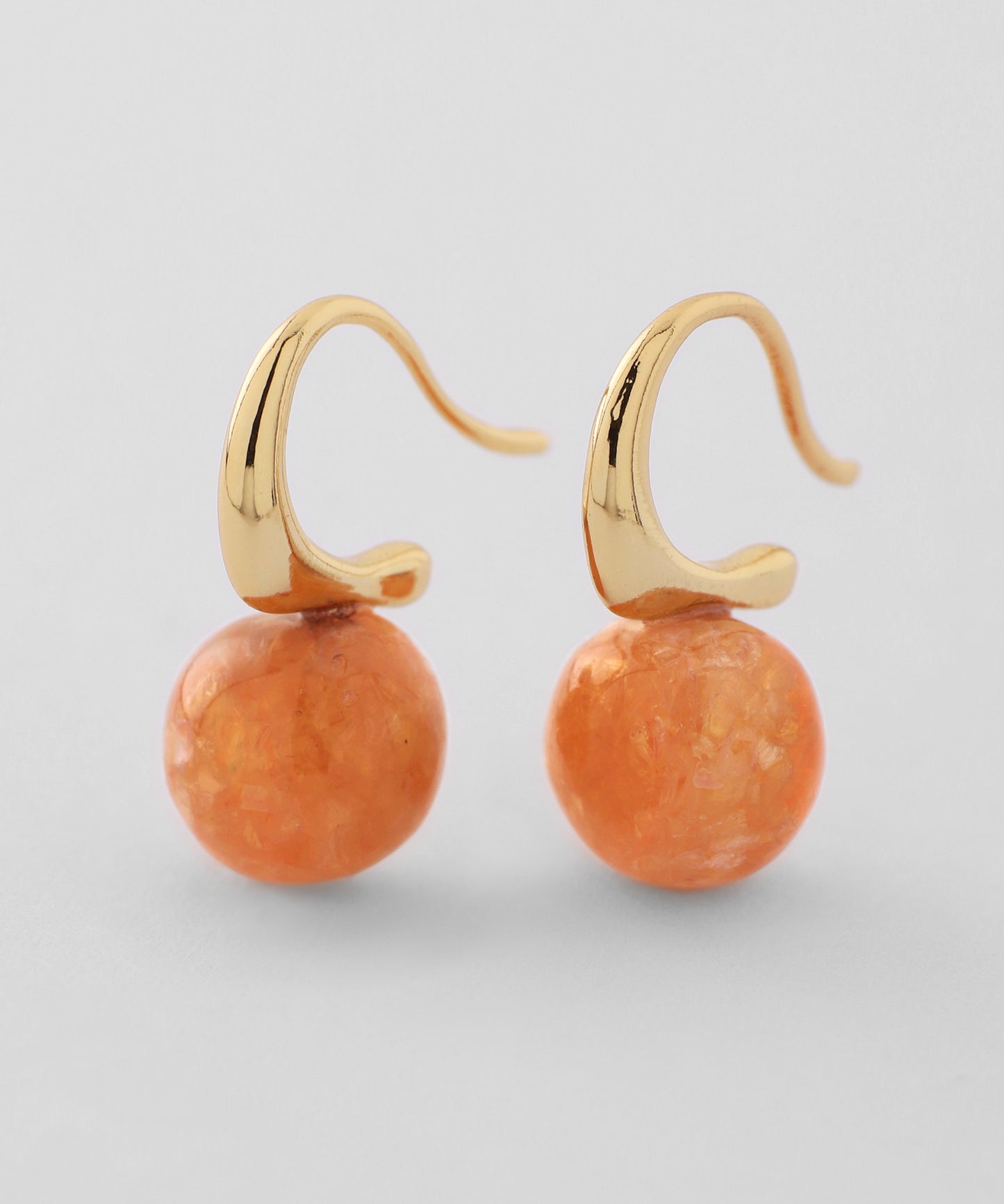 Color Stone Hook Earrings [Apricot]