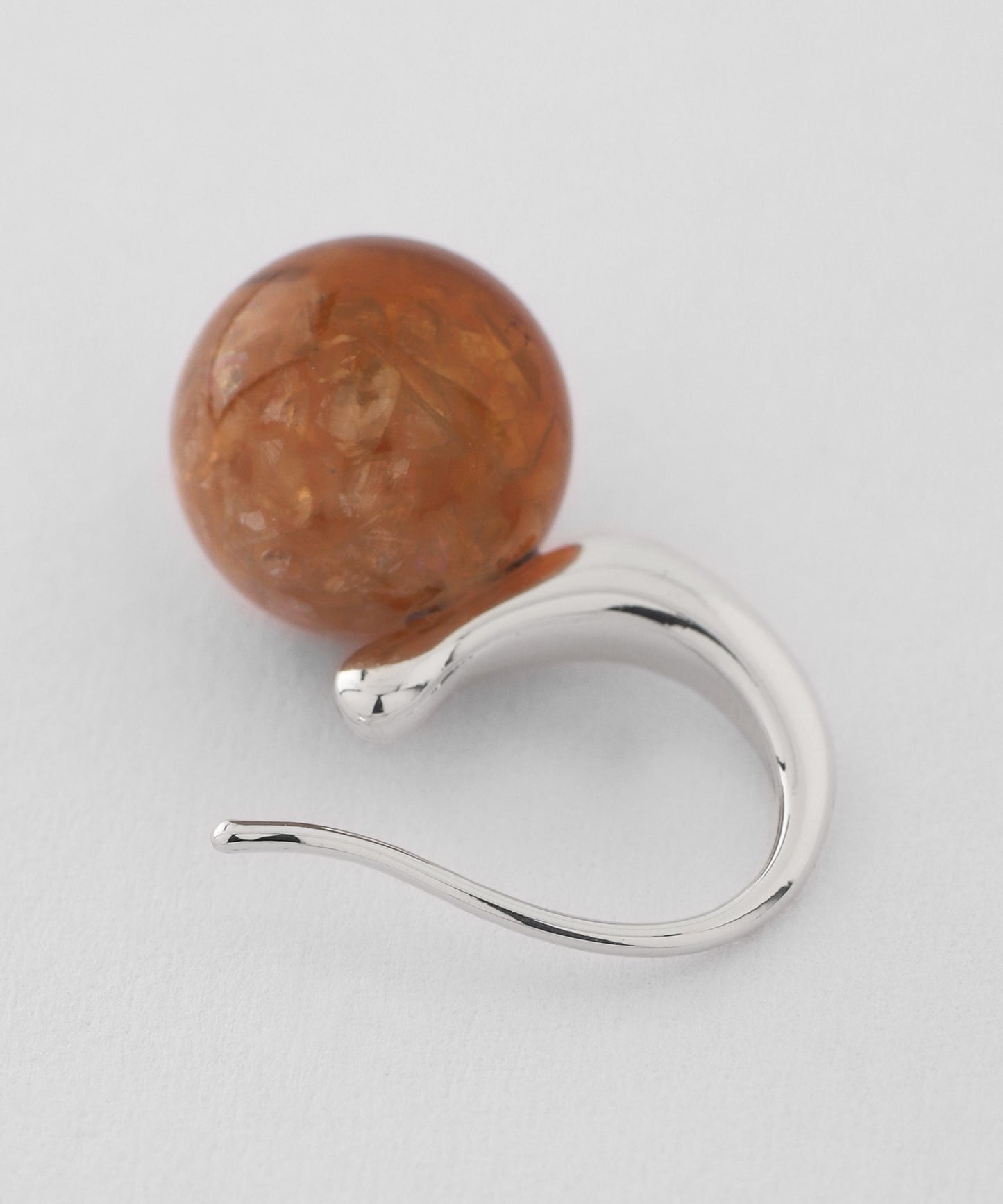 Color Stone Hook Earrings [Apricot]