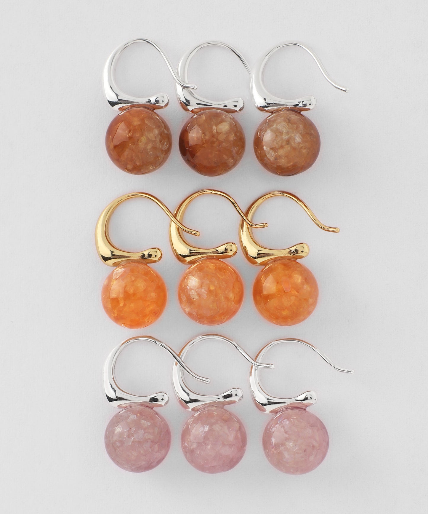 Color Stone Hook Earrings [Apricot]