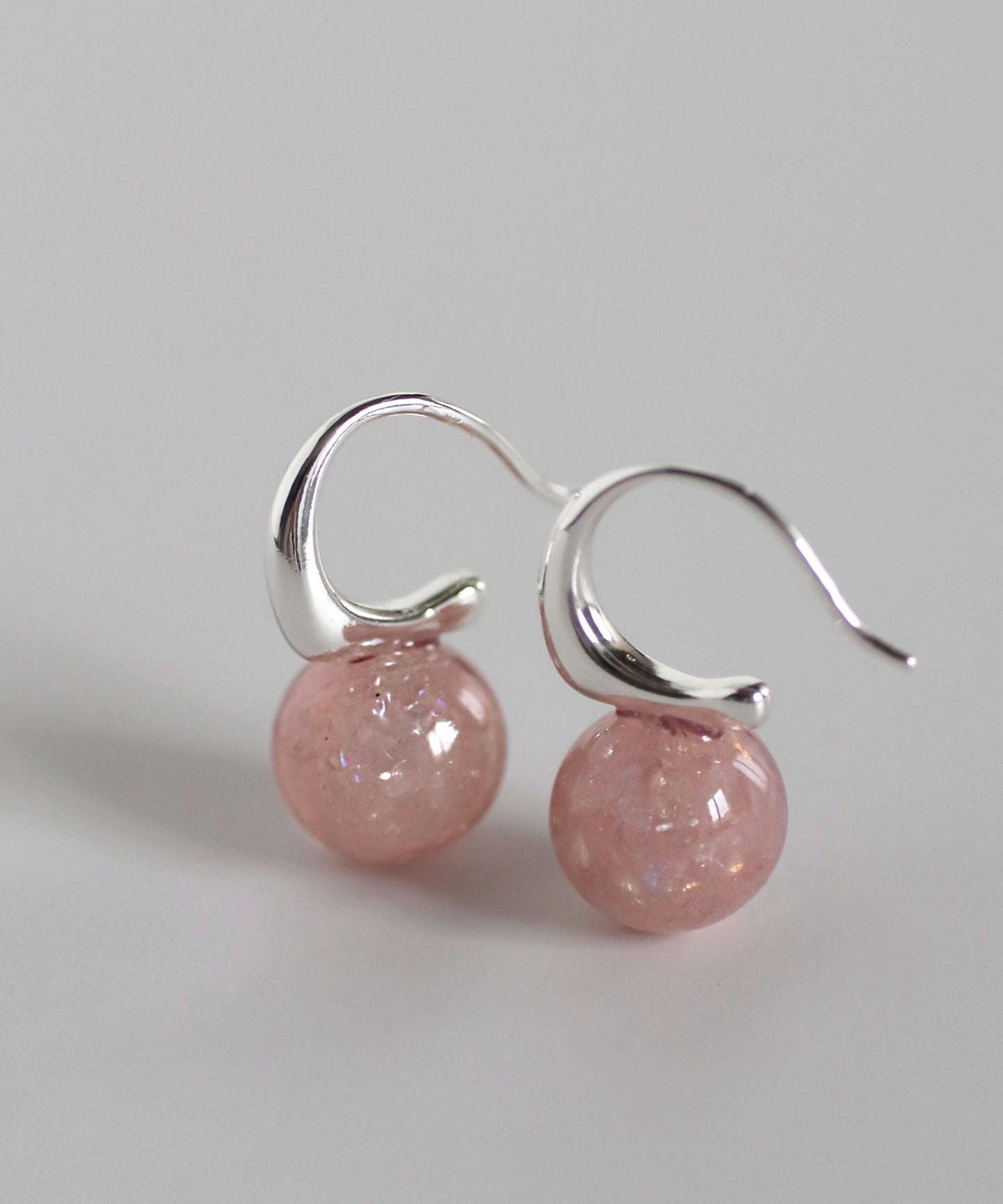 Color Stone Hook Earrings [Apricot]