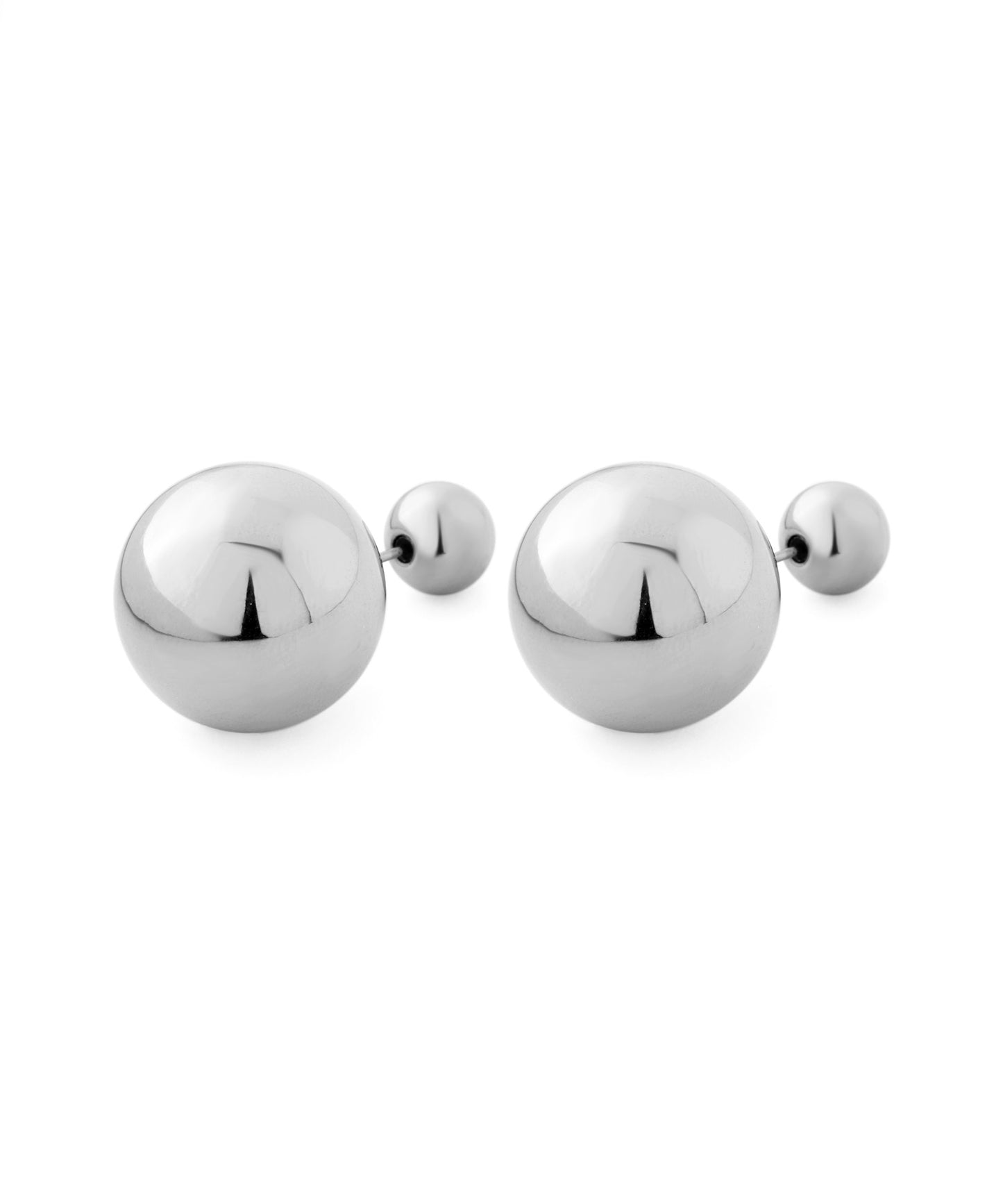 【Online Limited】Metal Sphere Back Catch Earrings [Stainless Steel]