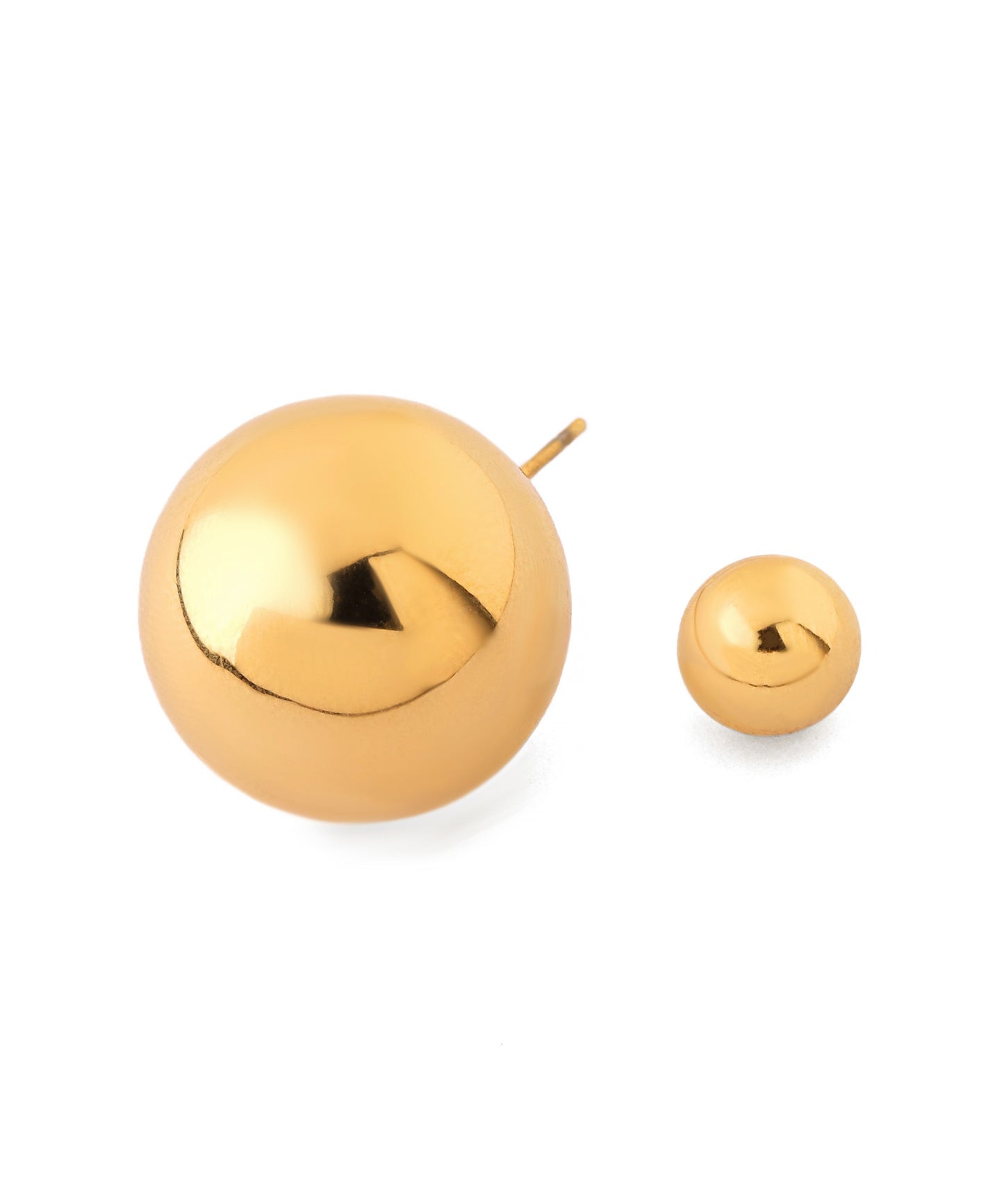 【Online Limited】Metal Sphere Back Catch Earrings [Stainless Steel]