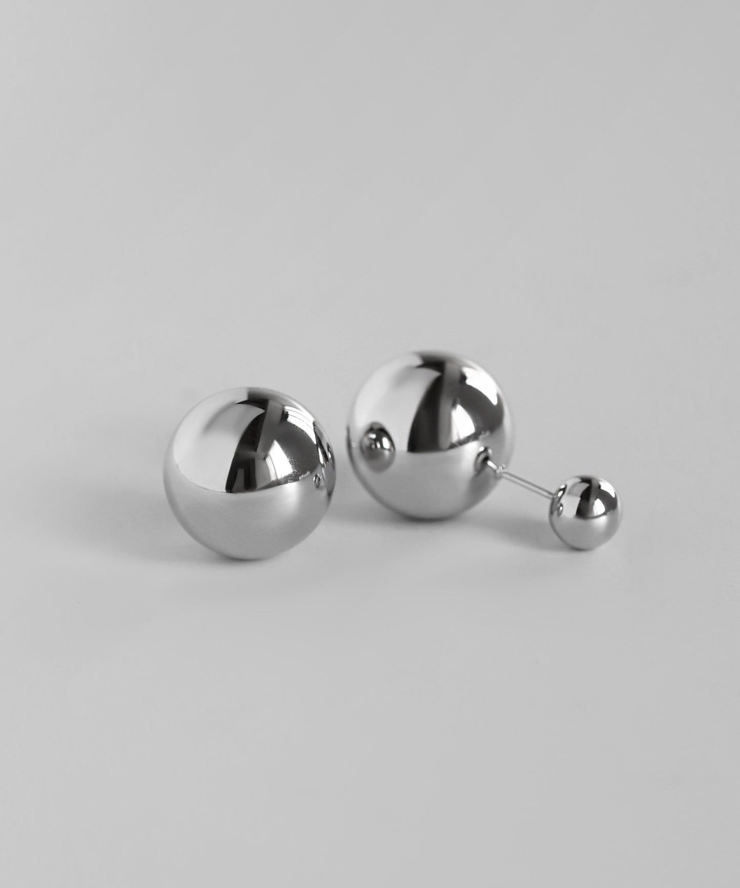 【Online Limited】Metal Sphere Back Catch Earrings [Stainless Steel]