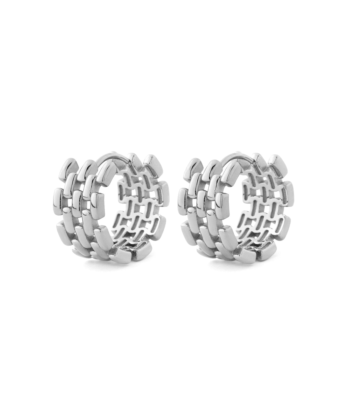 Metal Mesh Hoop Earrings [Stainless Steel]