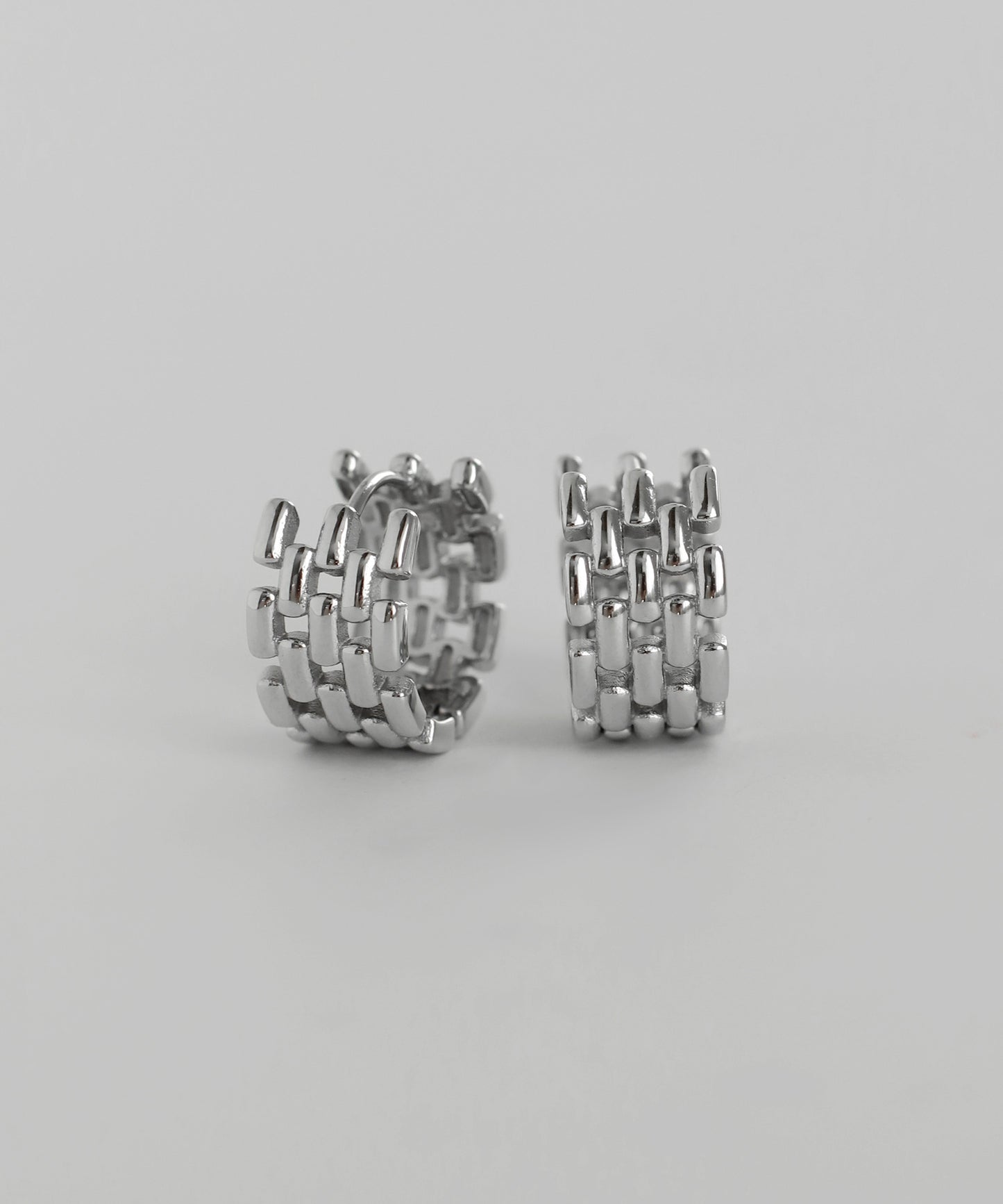 Metal Mesh Hoop Earrings [Stainless Steel]