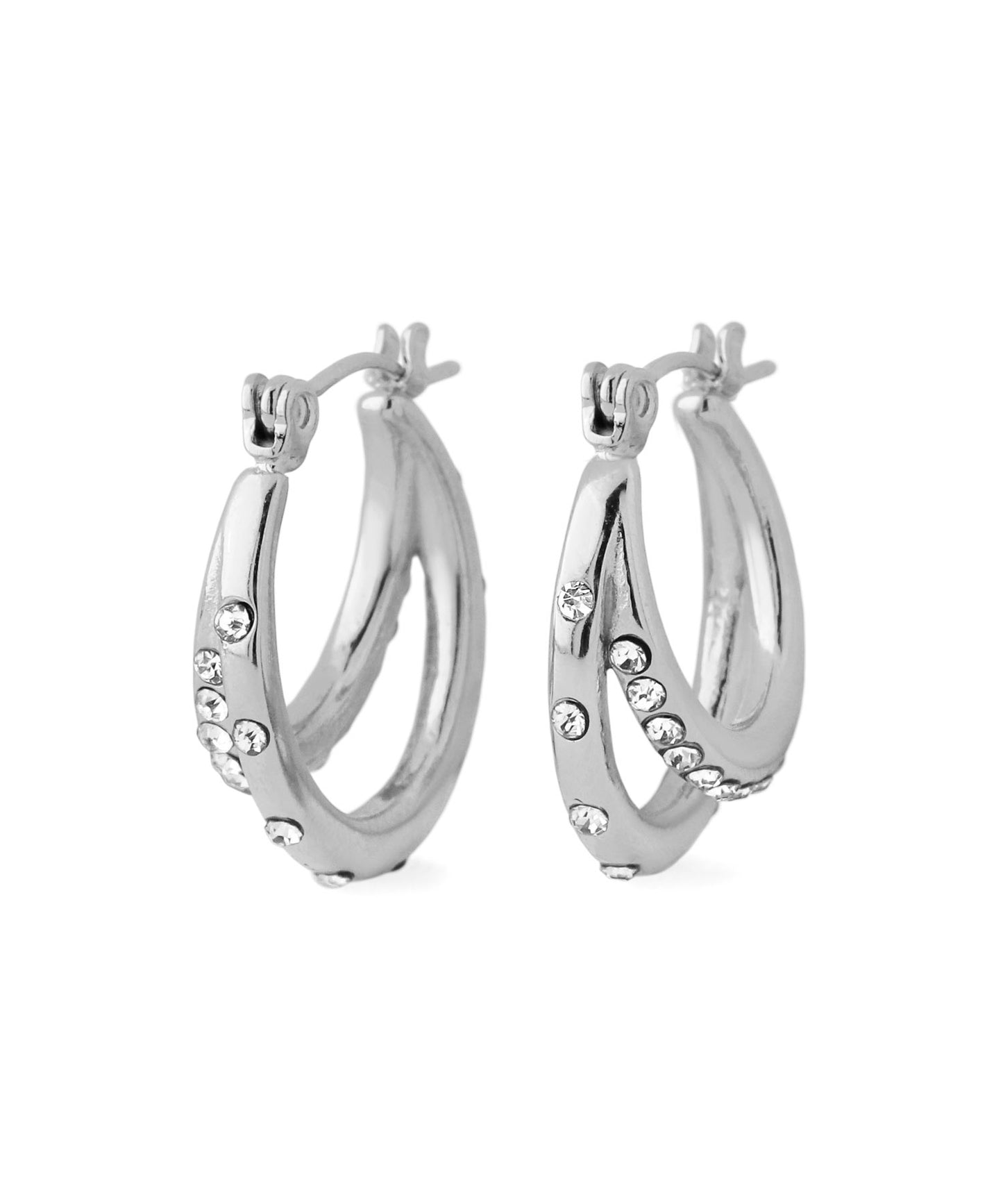 Double Line Bijou Hoop Earrings [Stainless Steel]