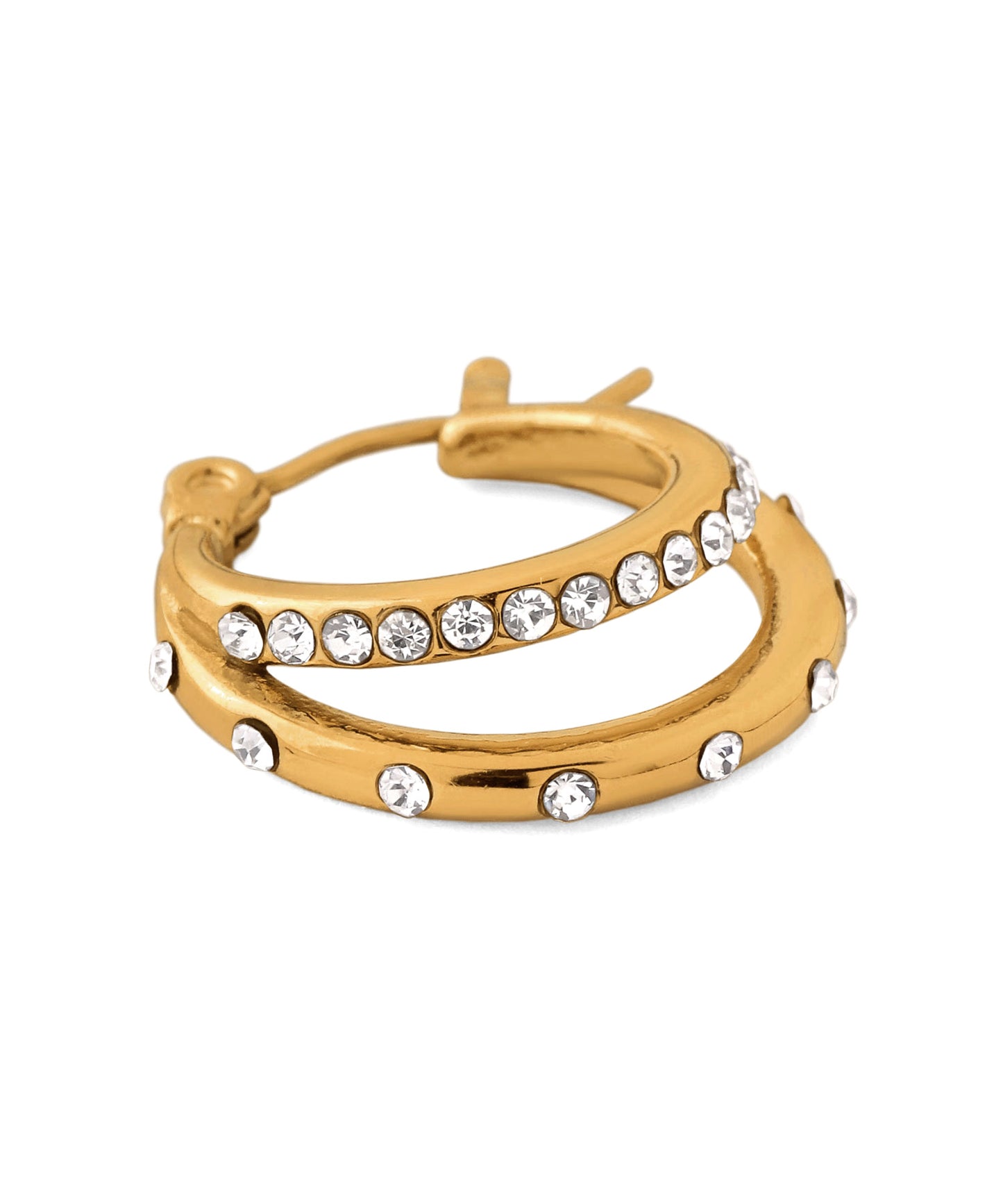 Double Line Bijou Hoop Earrings [Stainless Steel]