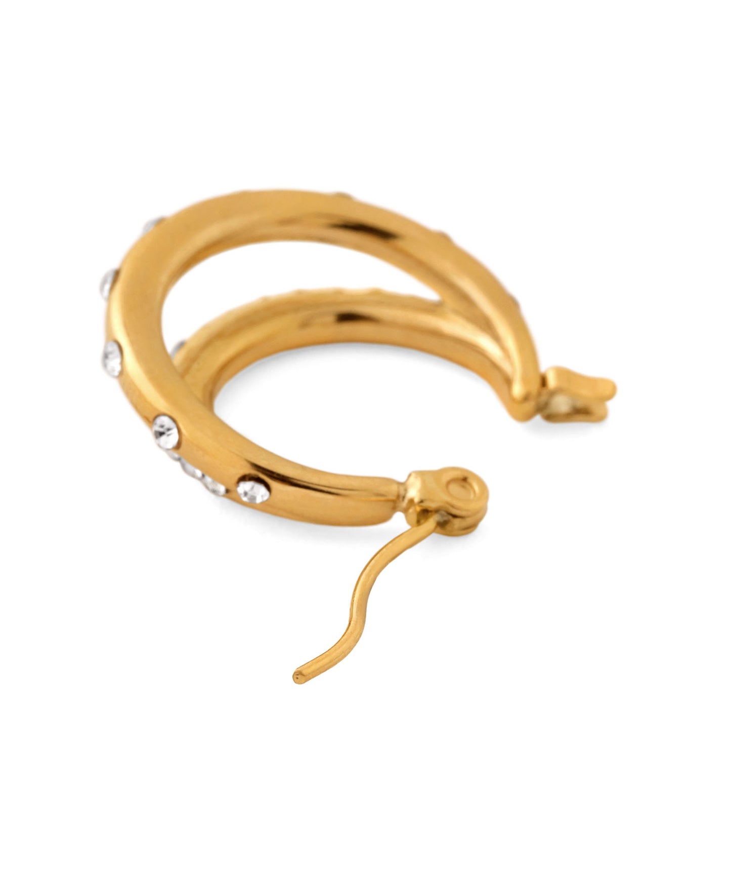 Double Line Bijou Hoop Earrings [Stainless Steel]