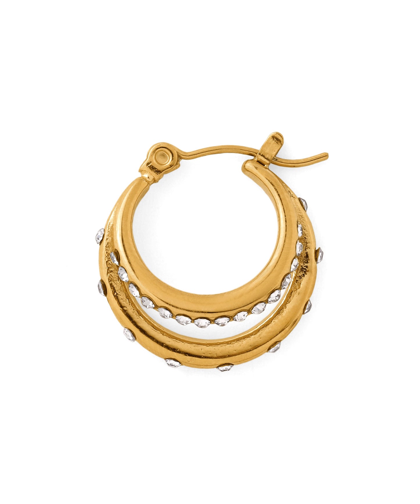 Double Line Bijou Hoop Earrings [Stainless Steel]