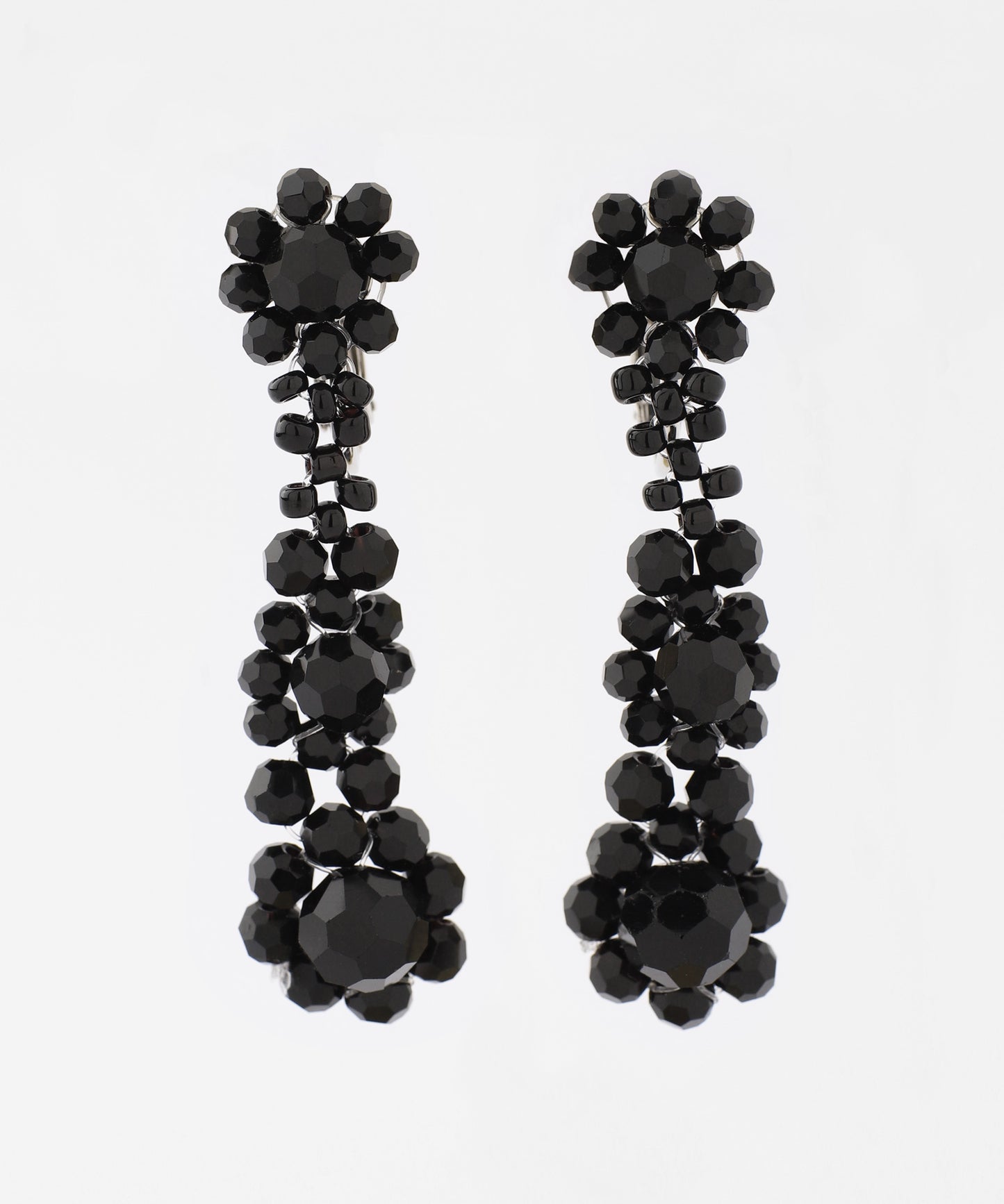 Glass Bead Flower Clip on Earrings
