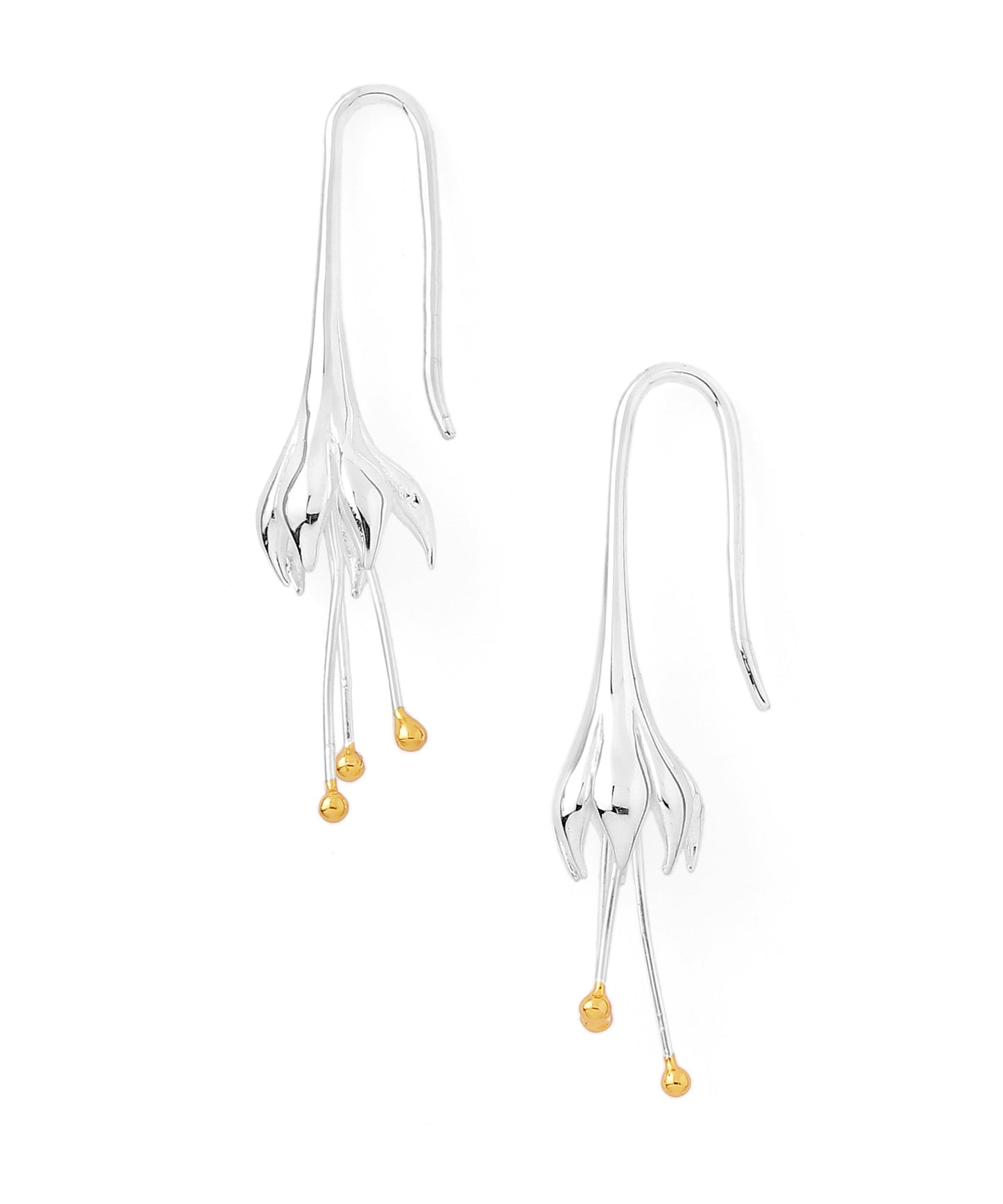 Two-Tone Flower Hook Earrings [925 Silver]