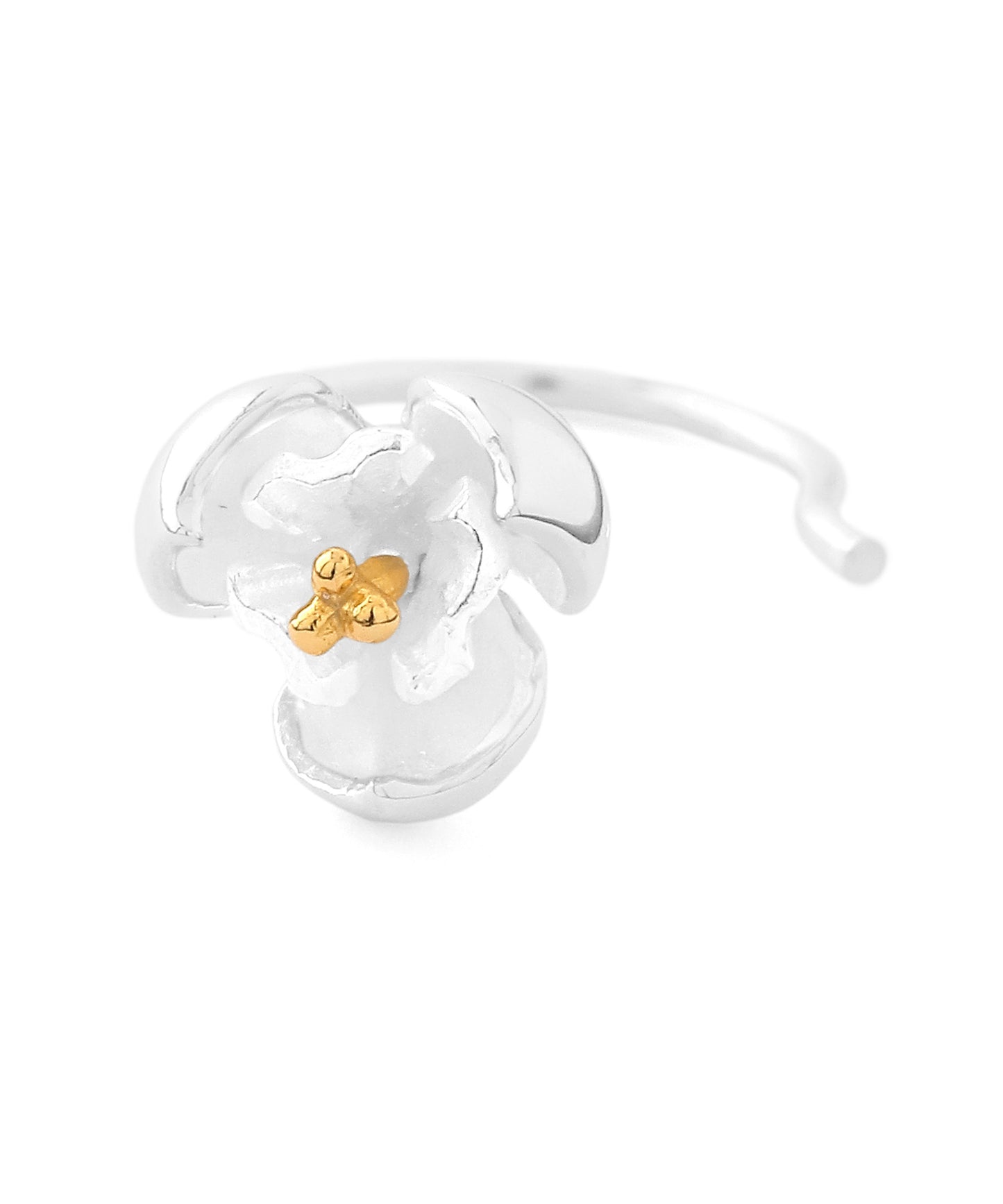 Two-Tone Flower Hook Earring [925 Silver]