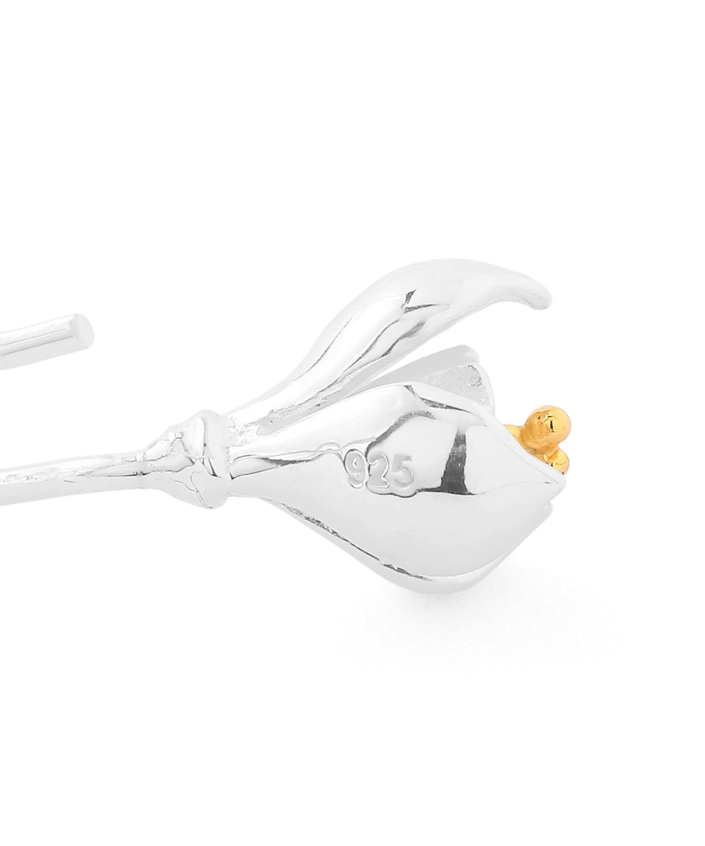 Two-Tone Flower Hook Earring [925 Silver]