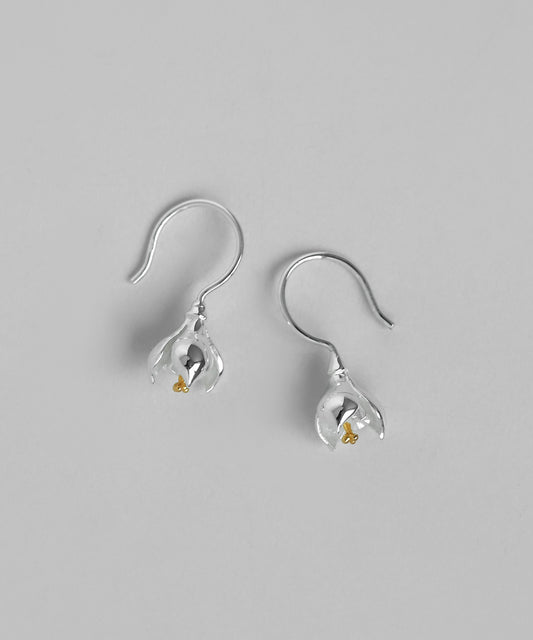 Two-Tone Flower Hook Earring [925 Silver]