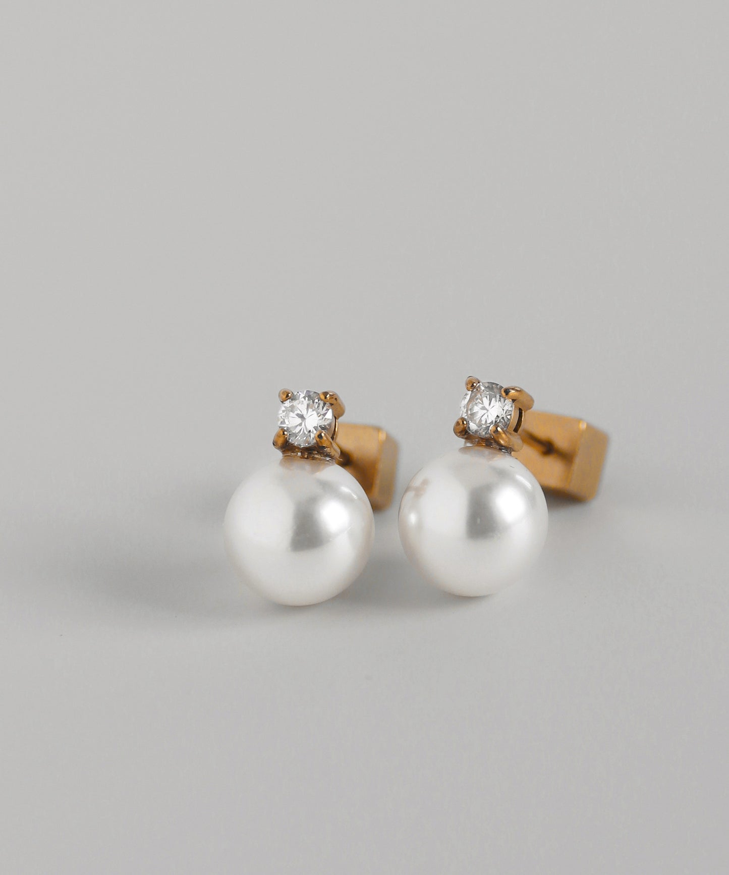 【Stainless Steel IP】Pearl × Bijou Earrings