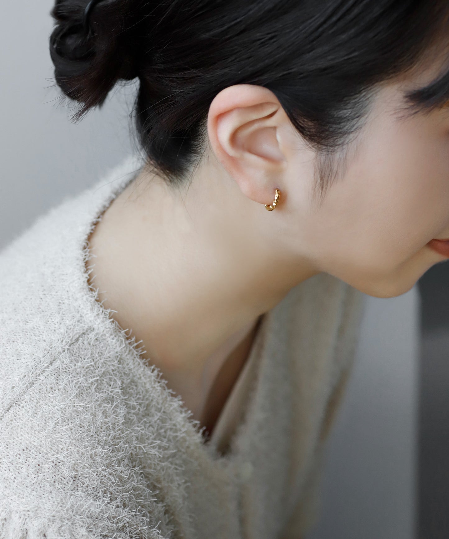 【Stainless Steel IP】Bumpy Hoop Earrings