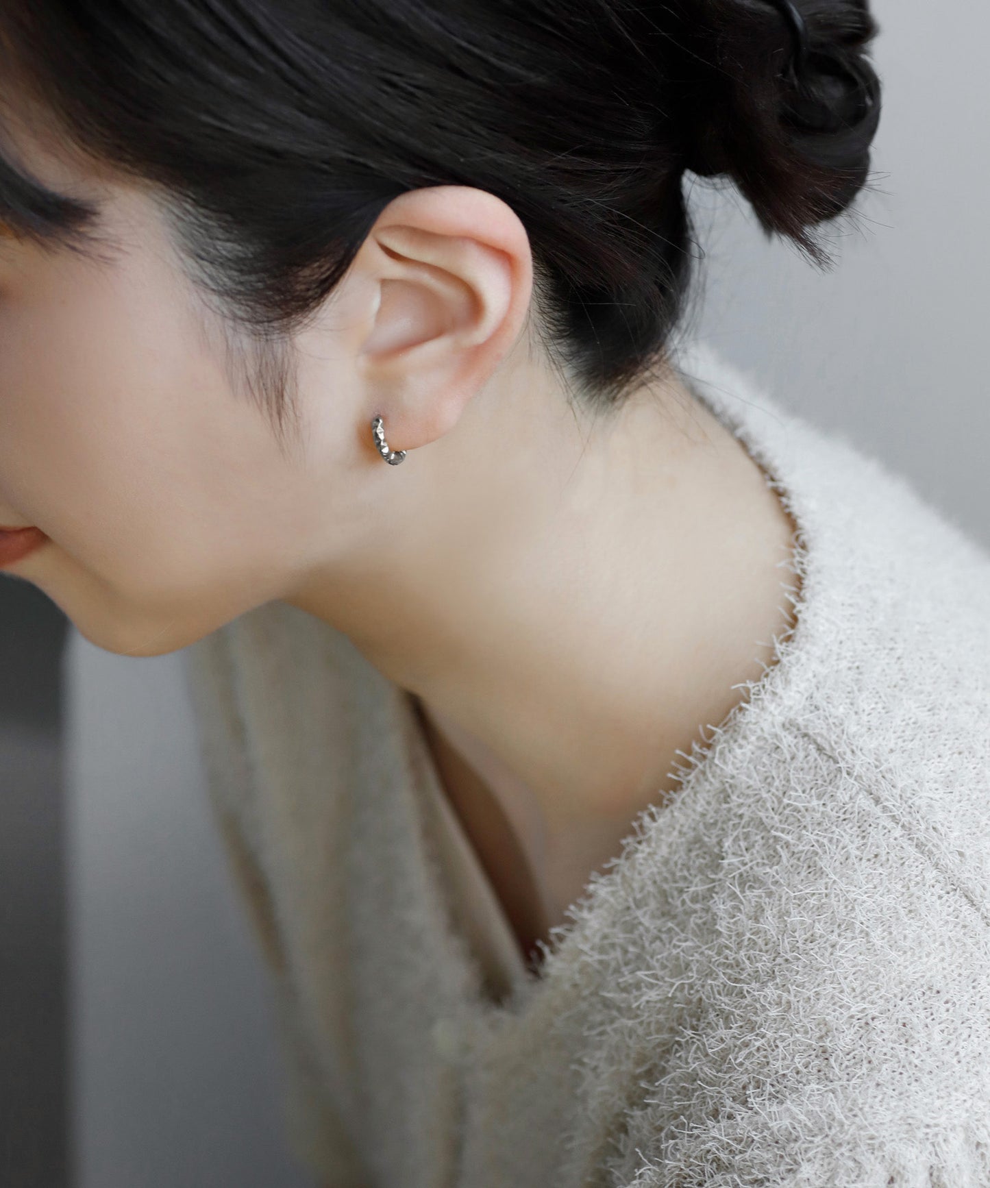 【Stainless Steel】Bumpy Hoop Earrings