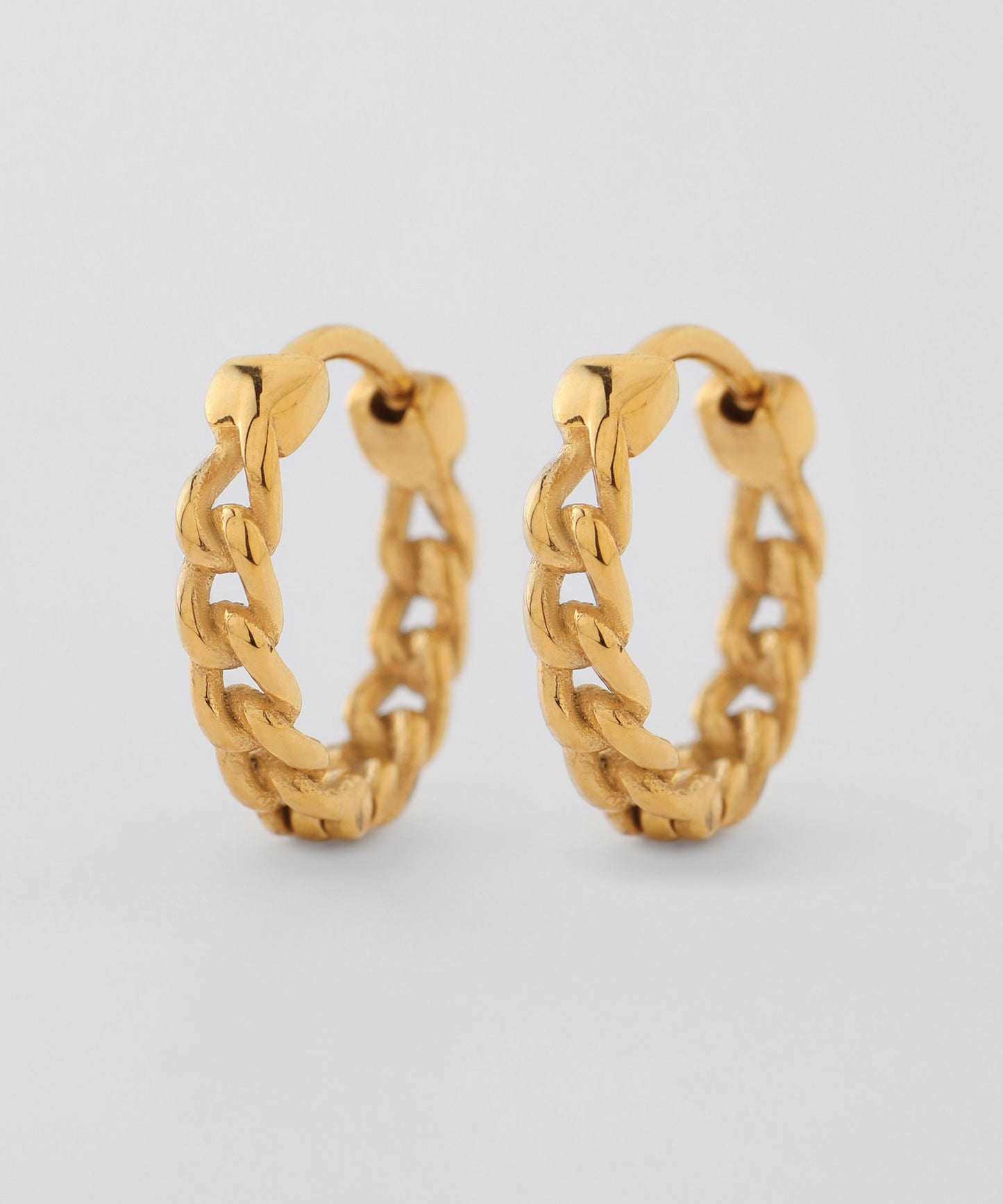 【Stainless Steel IP】Chain Motif Hoop Earrings