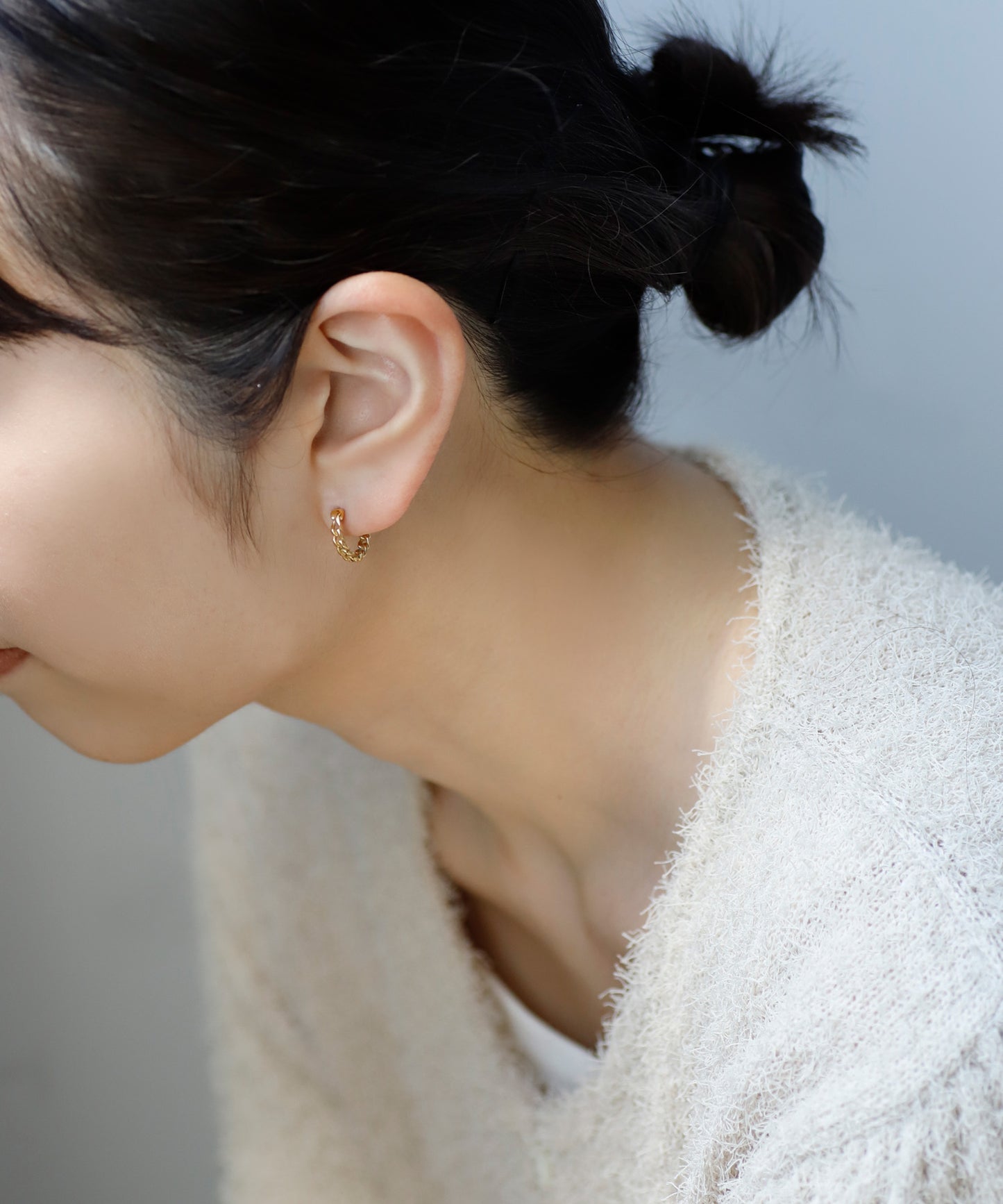 【Stainless Steel IP】Chain Motif Hoop Earrings